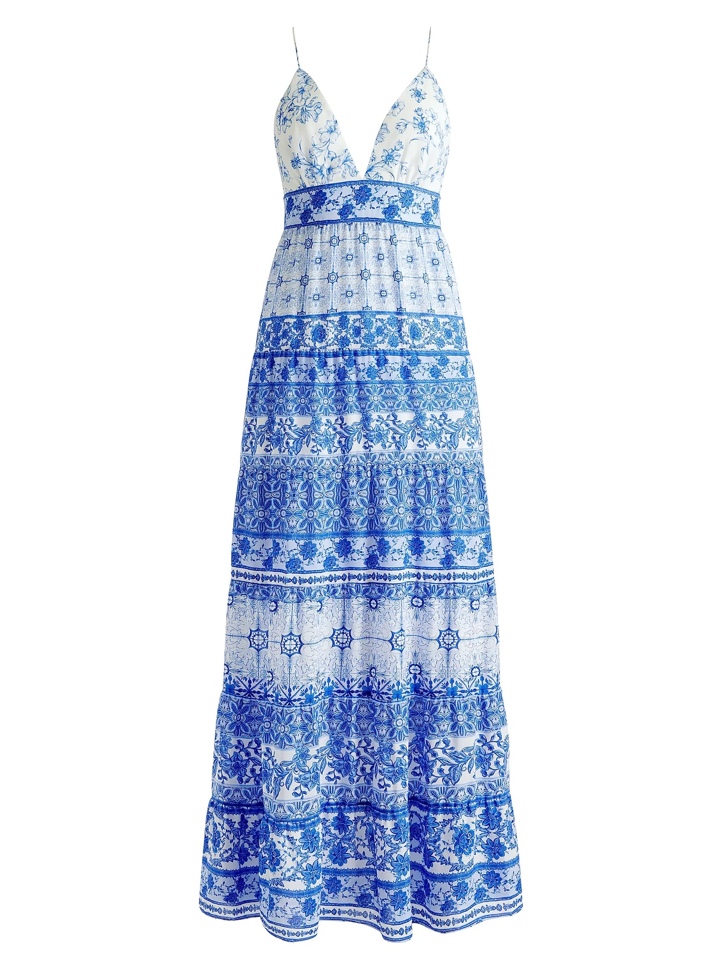 Alice and Olivia Karolina Chiffon Floral Maxi Dress In Blue size 4