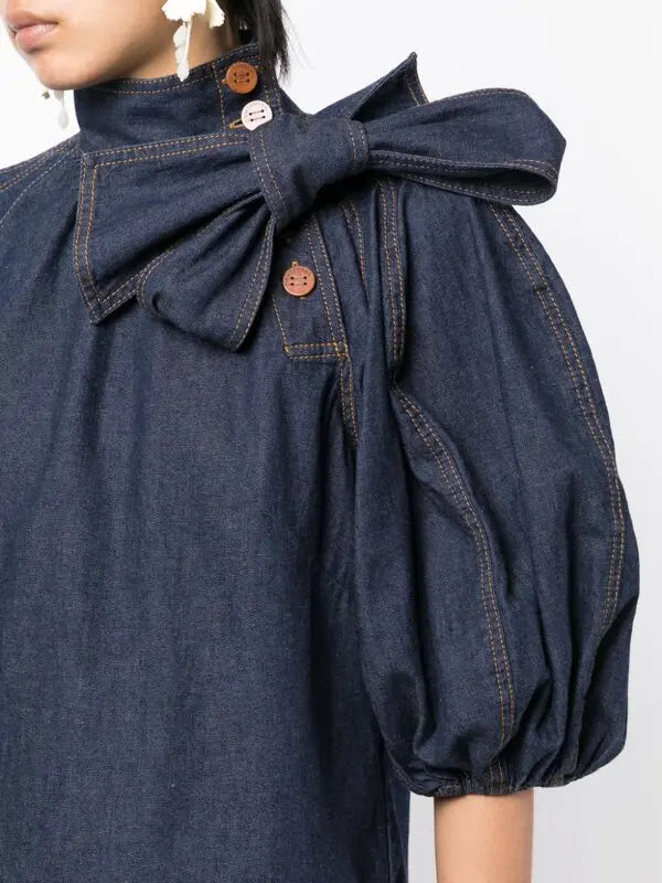 Zimmermann Gathered Denim Blouse size 2 US 8