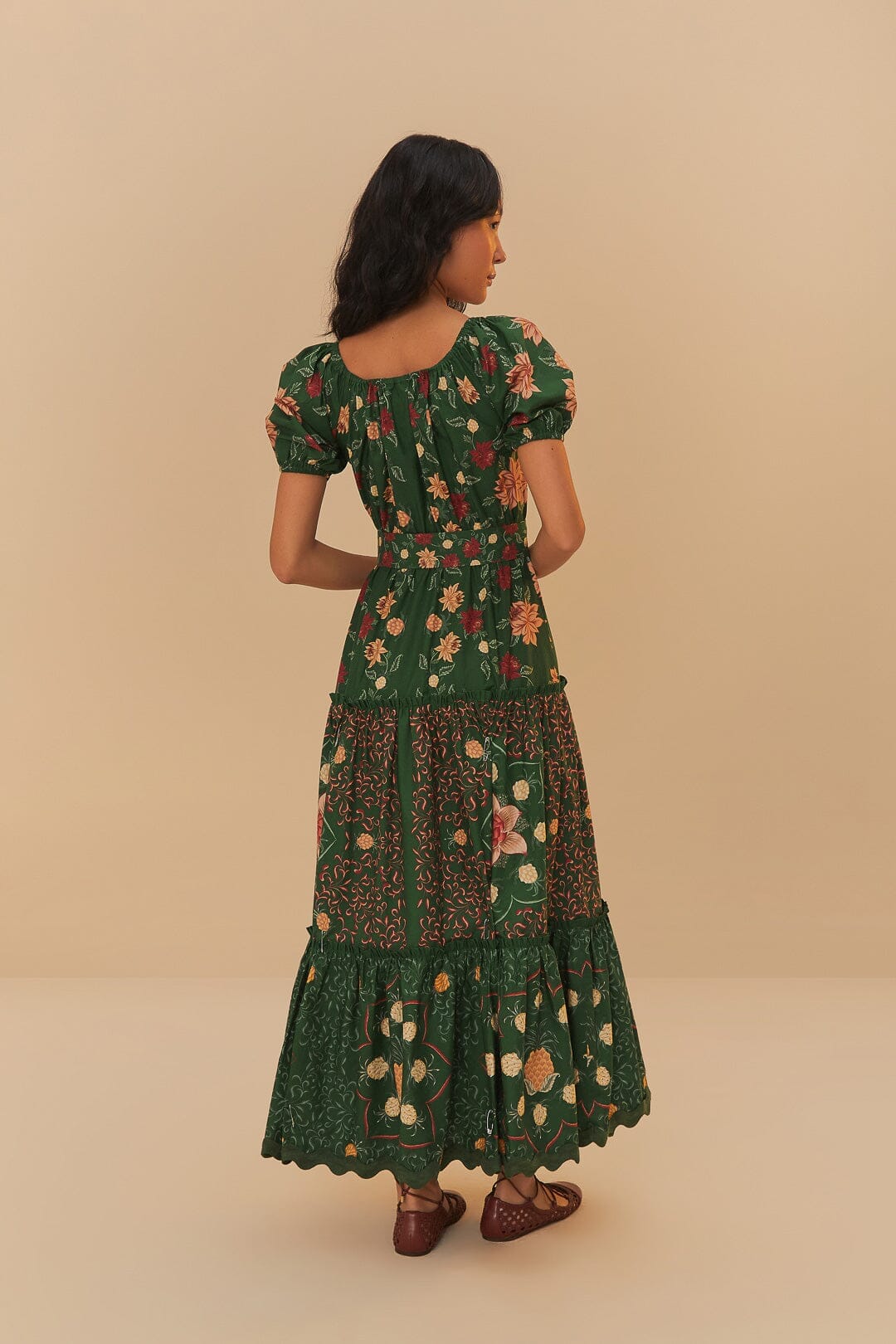 Farm Rio Green Pineapple Garden Organic Cotton Maxi Dress size S