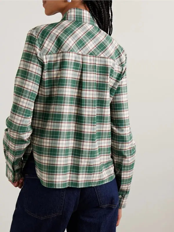 TWP Carter Checked Cotton-Flannel Shirt Green size S