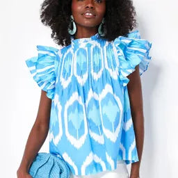 Oliphant Pintuck Ruffle Top size S