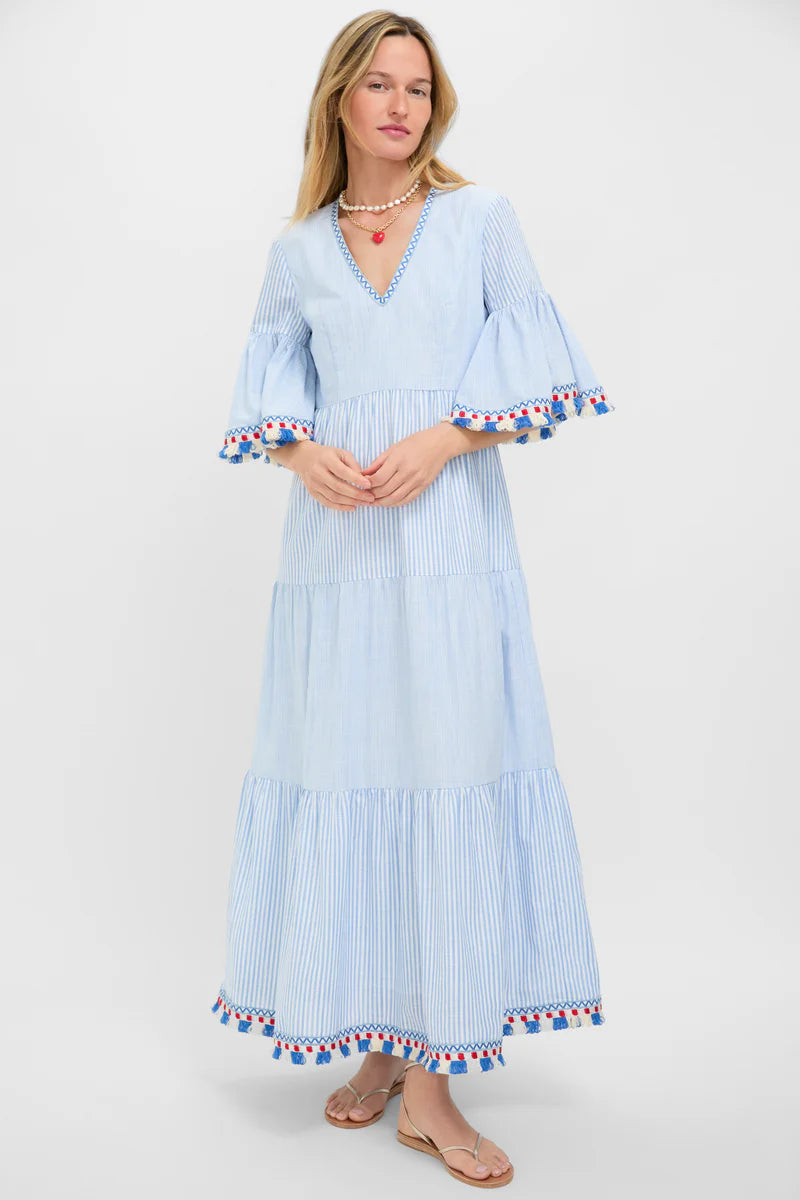 Tuckernuck Chambray Stripe Tassel Ginger Dress size XXXL