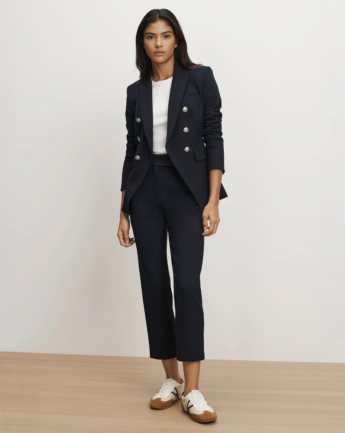 Veronica Beard Renzo Crest Button Pants in Navy Silver Buttons size 12