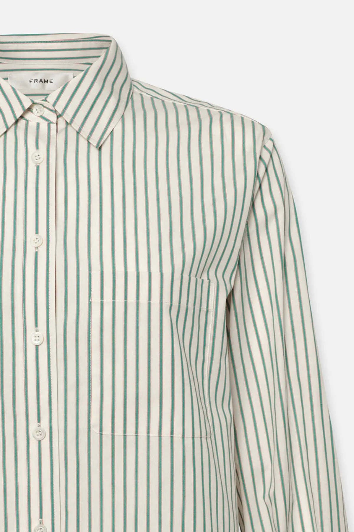 Frame The Borrowed Pocket Shirt in Green Gem Multi size S