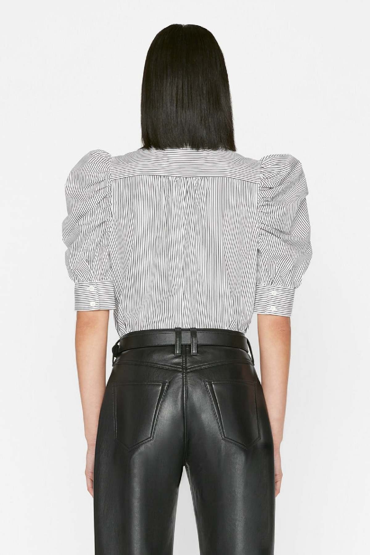 Frame Ruched Puff Sleeve Shirt Noir Multi size XS