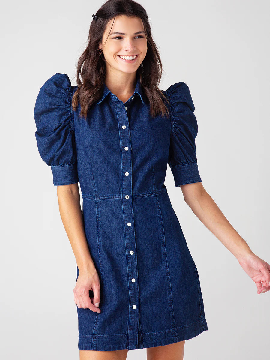 Frame Gillian Puff Sleeve Denim Dress size M
