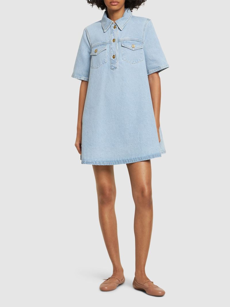 Ganni Cutline Cotton Denim Mini Dress size 36 - us 4