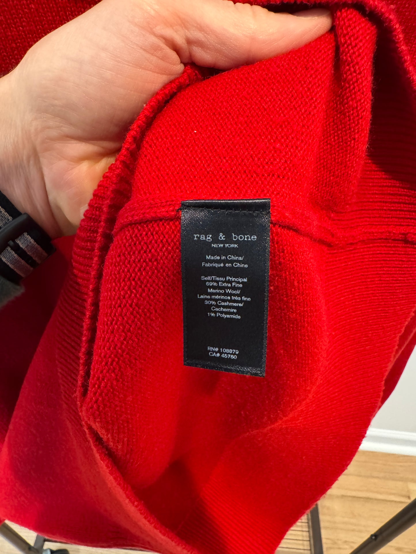 Rag and Bone "Have a Nice Day" Cashmere Red Sweater size S