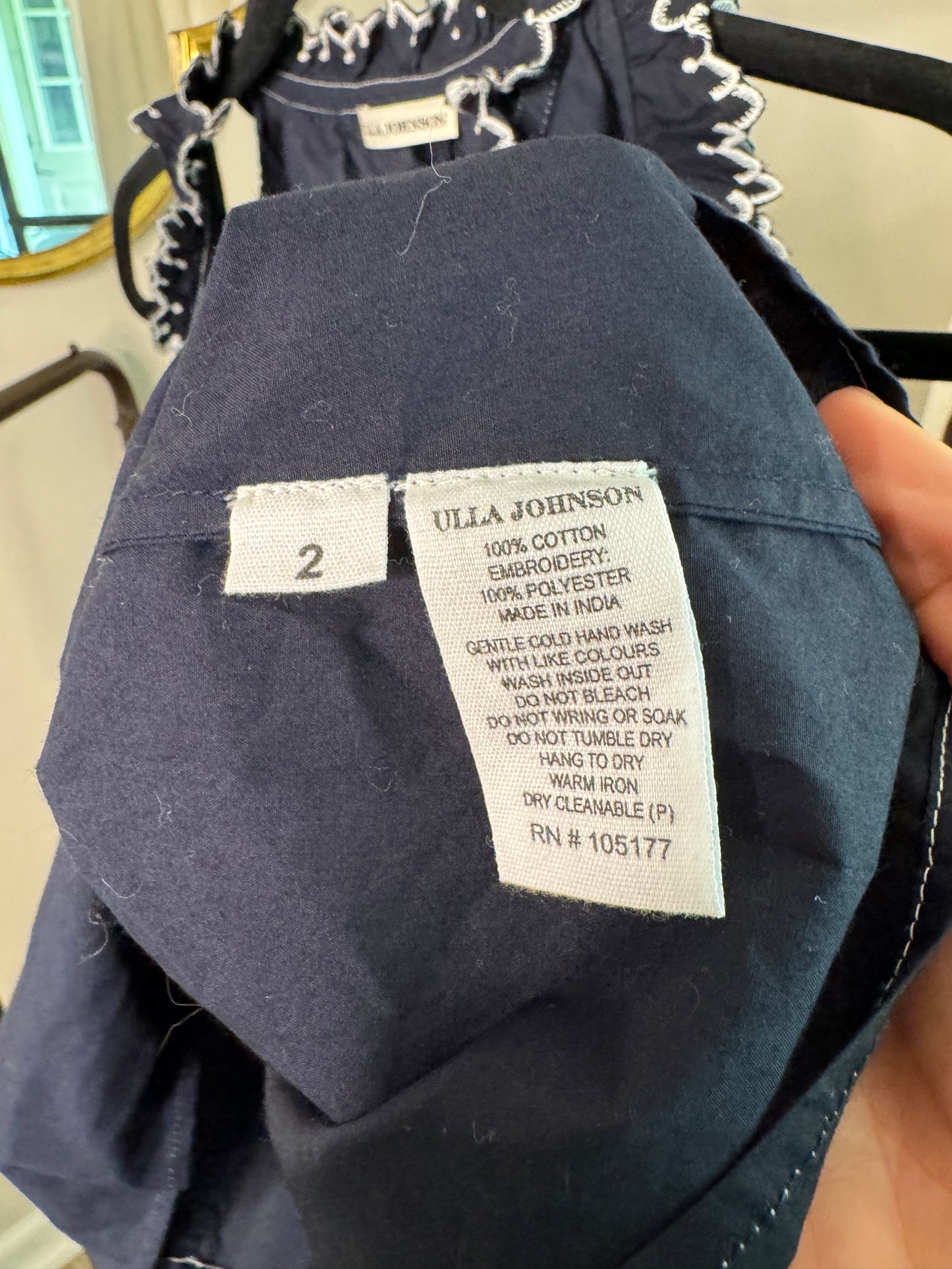 Ulla Johnson Amandine Navy Top size 2