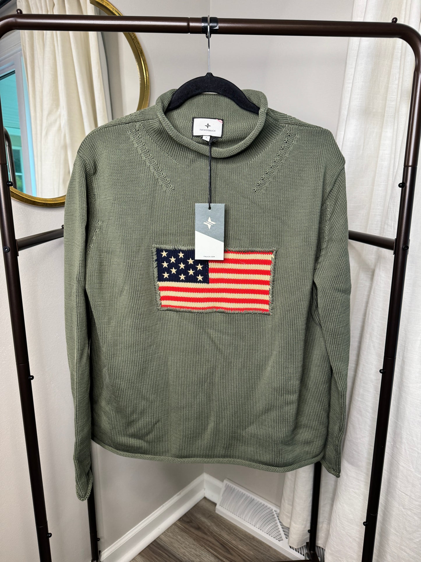 Tuckernuck Americana Roll Hem Flag Sweater size S