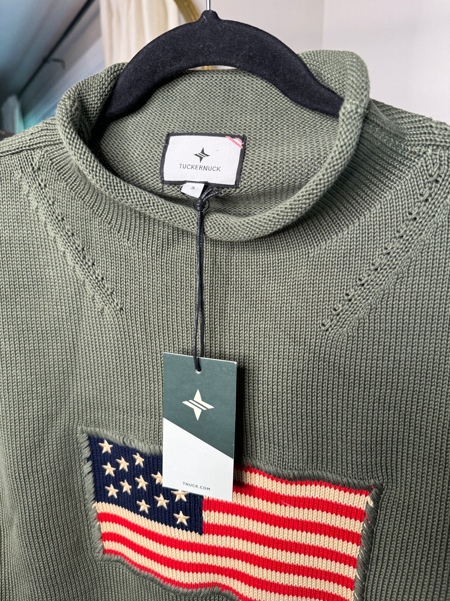 Tuckernuck Americana Roll Hem Flag Sweater size S