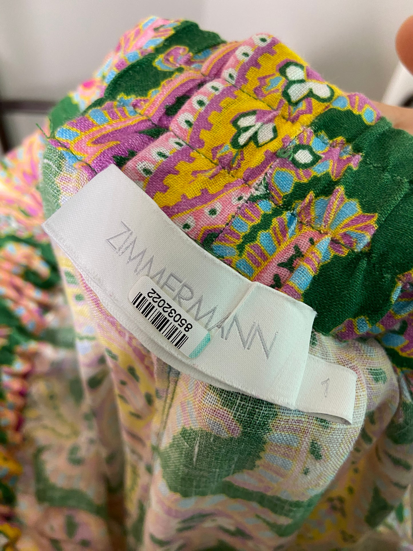 Zimmermann Green Paisley Teddy Draw Waist Pant size 6
