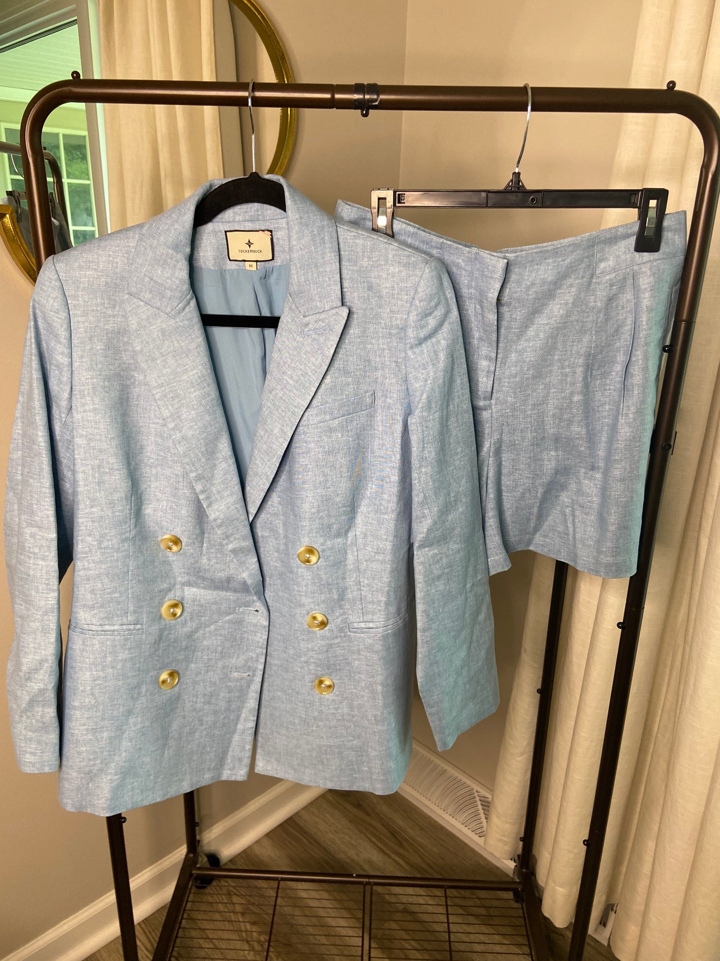 Tuckernuck Chambray Diana Blazer and Shorts Set size M