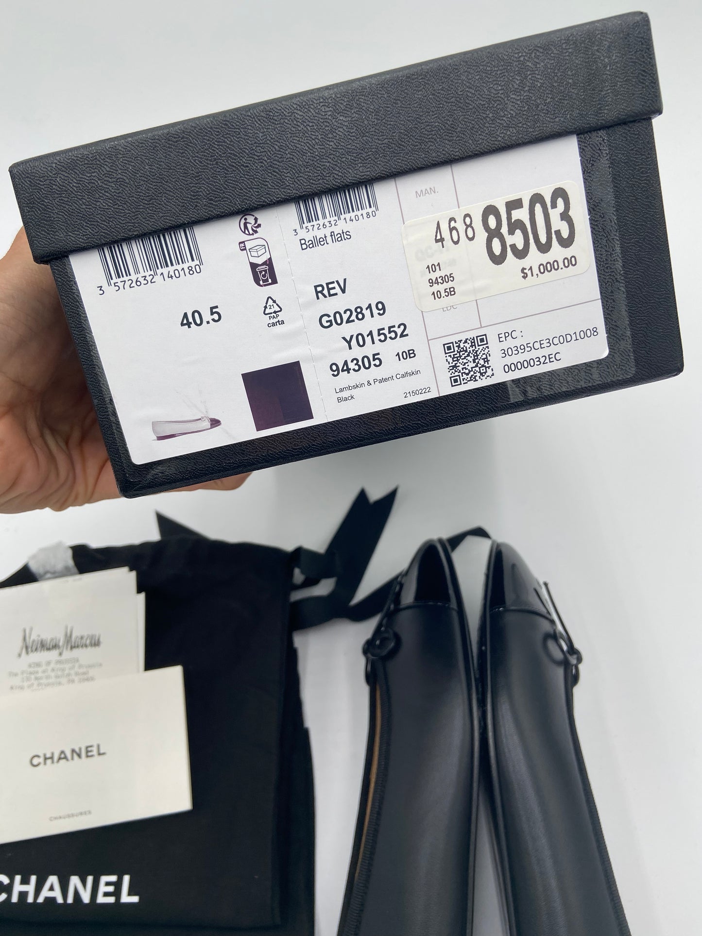 Chanel Ballerina Patent Leather Flats size 40.5