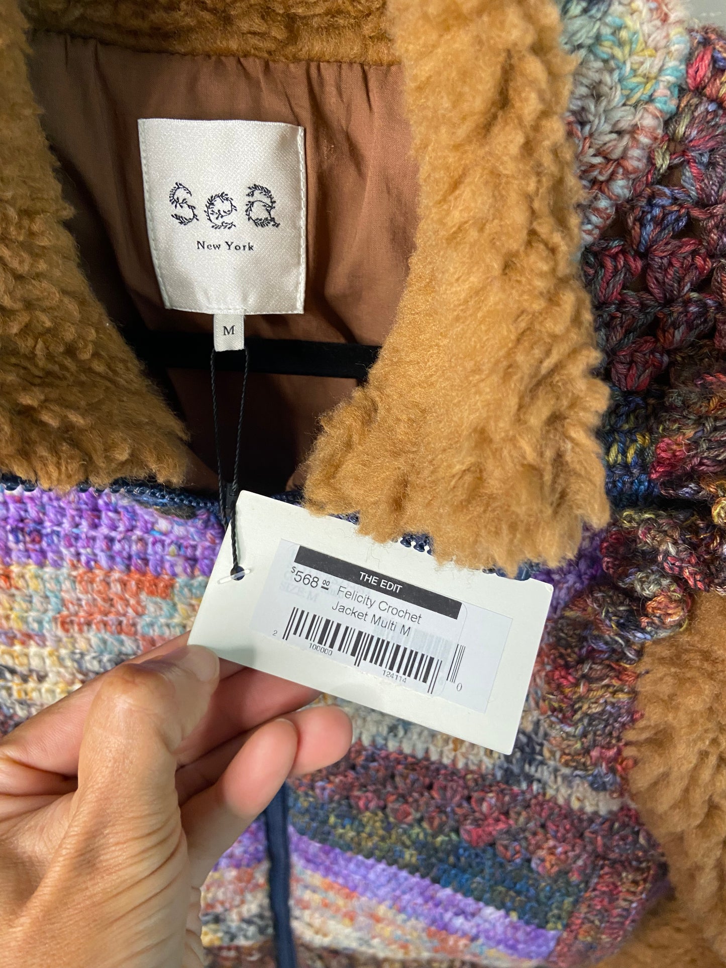 Sea New York Felicity Sherpa and Crochet Jacket size M