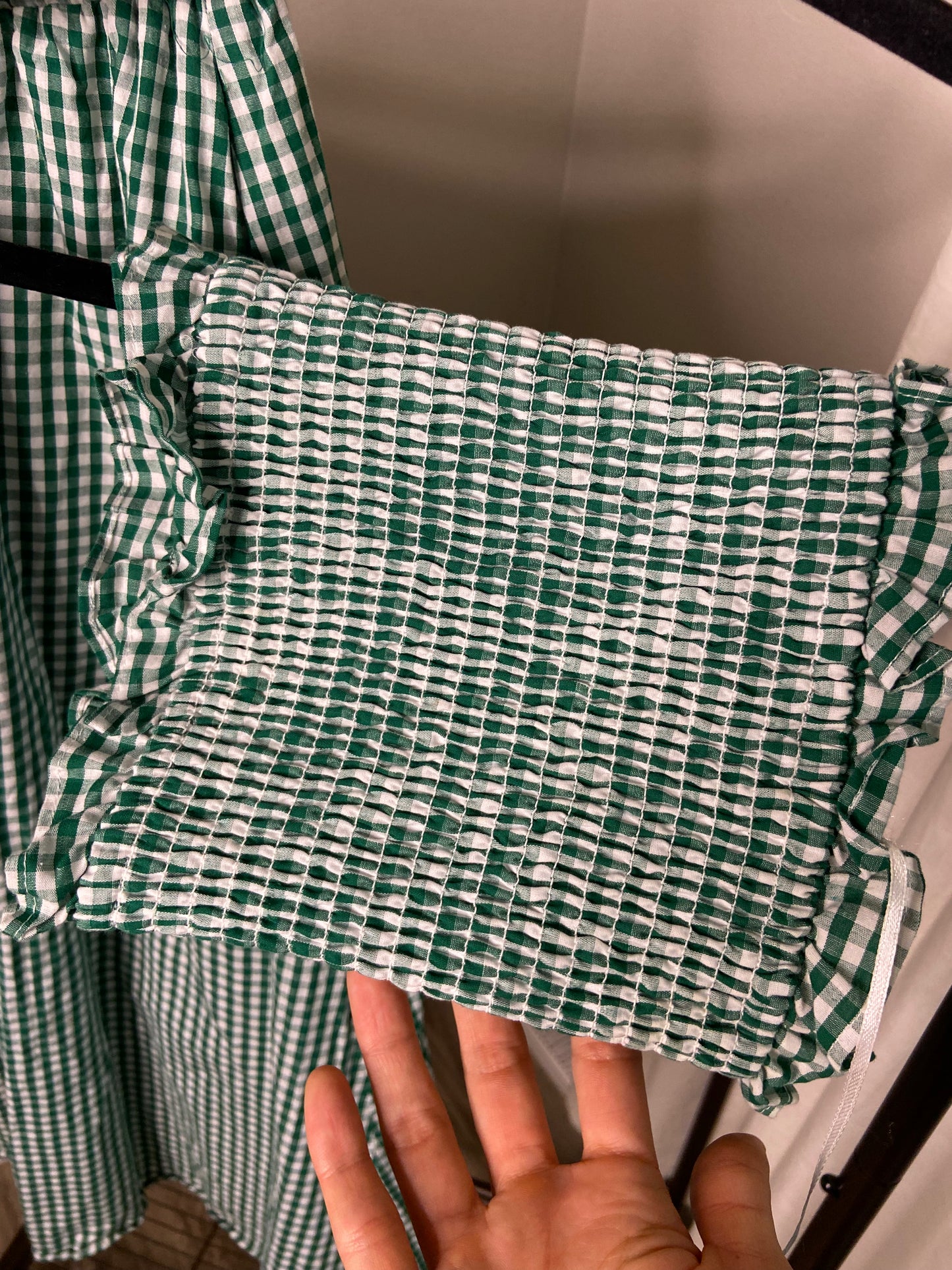 English Factory Two Piece Green Gingham Skirt Set size M