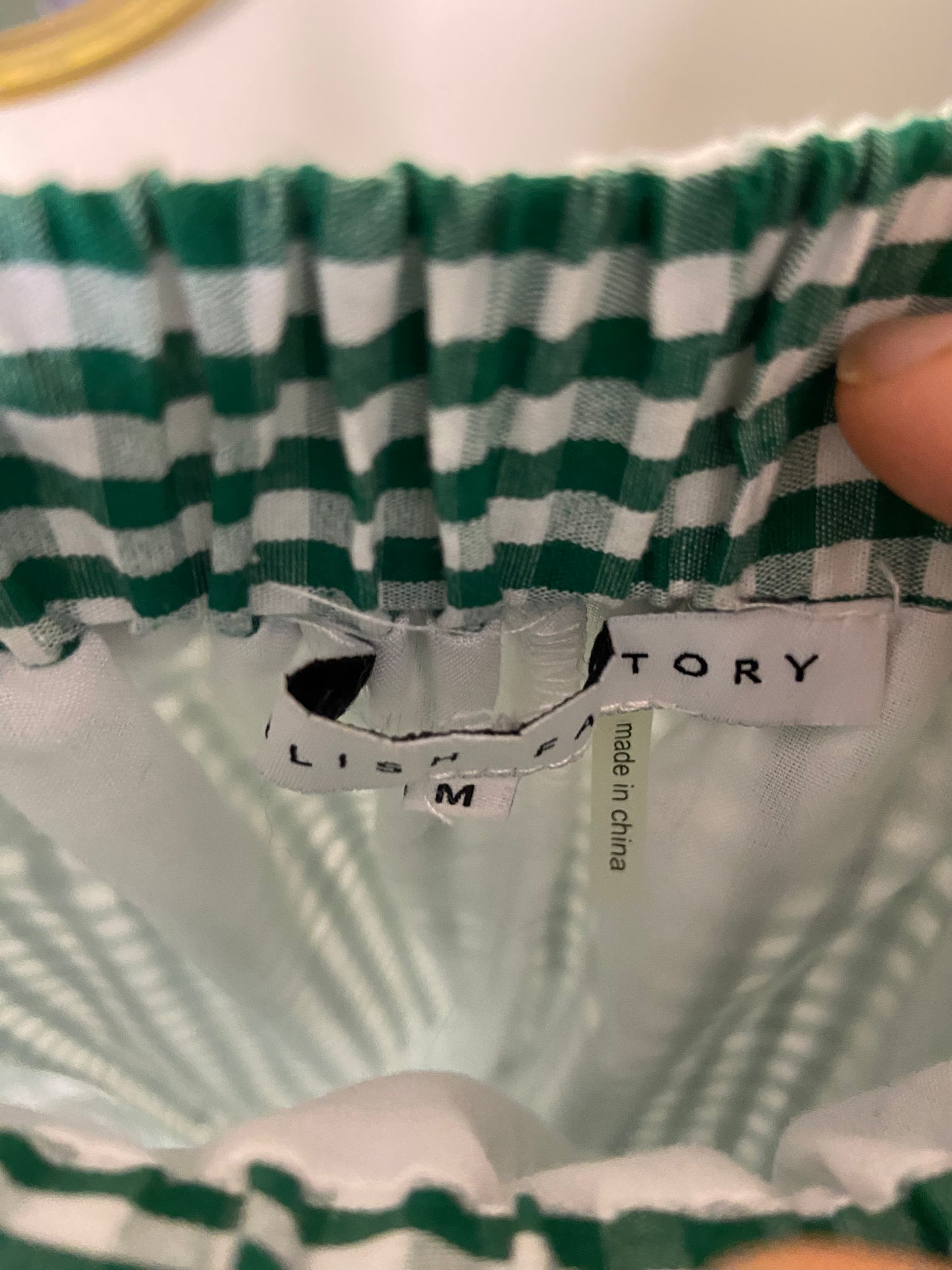 English Factory Two Piece Green Gingham Skirt Set size M