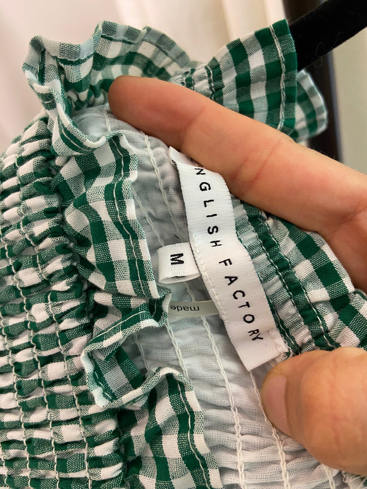 English Factory Two Piece Green Gingham Skirt Set size M