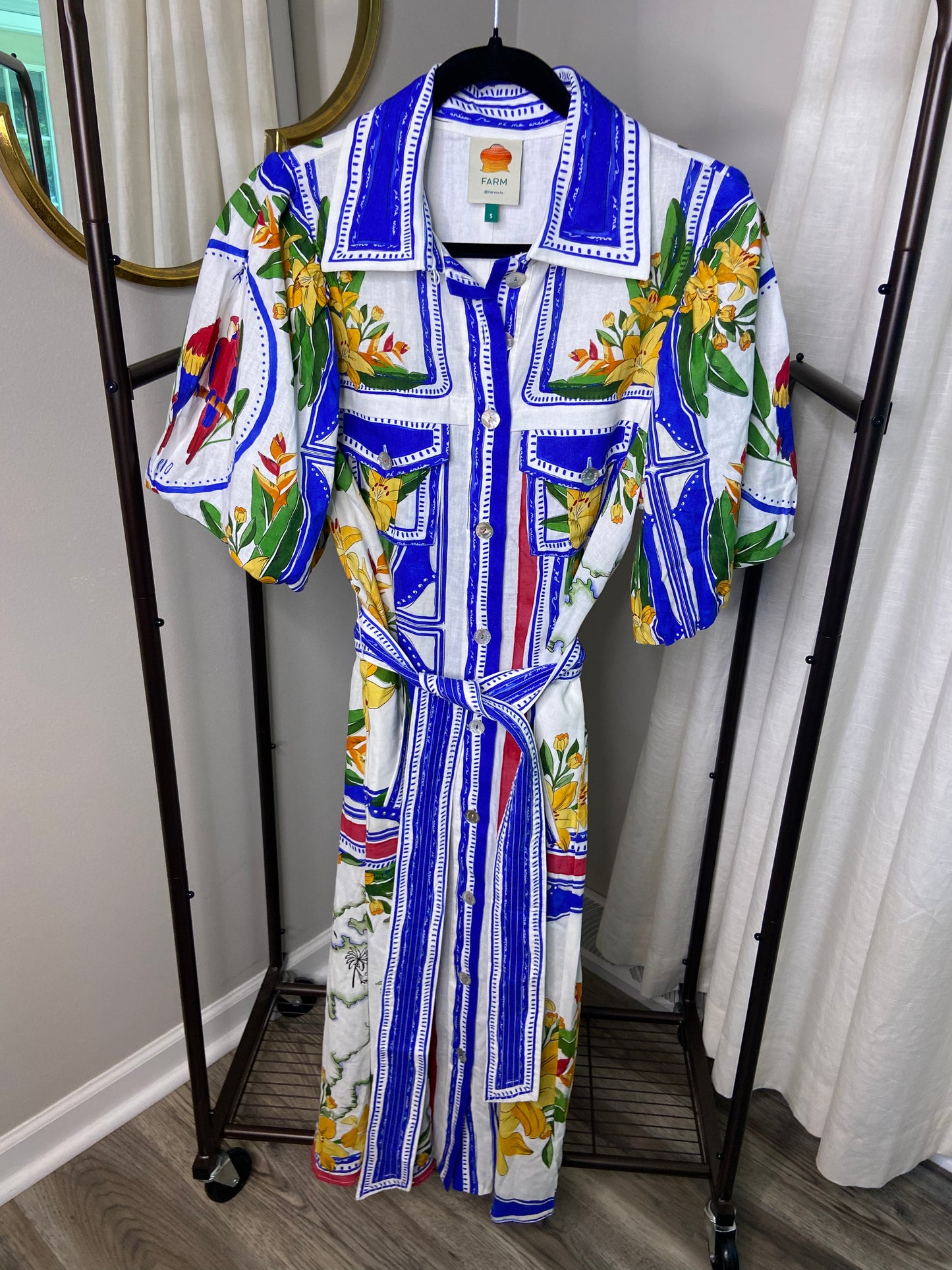 Farm Rio Tropical Destination Cotton-blend Shirt Dress size S
