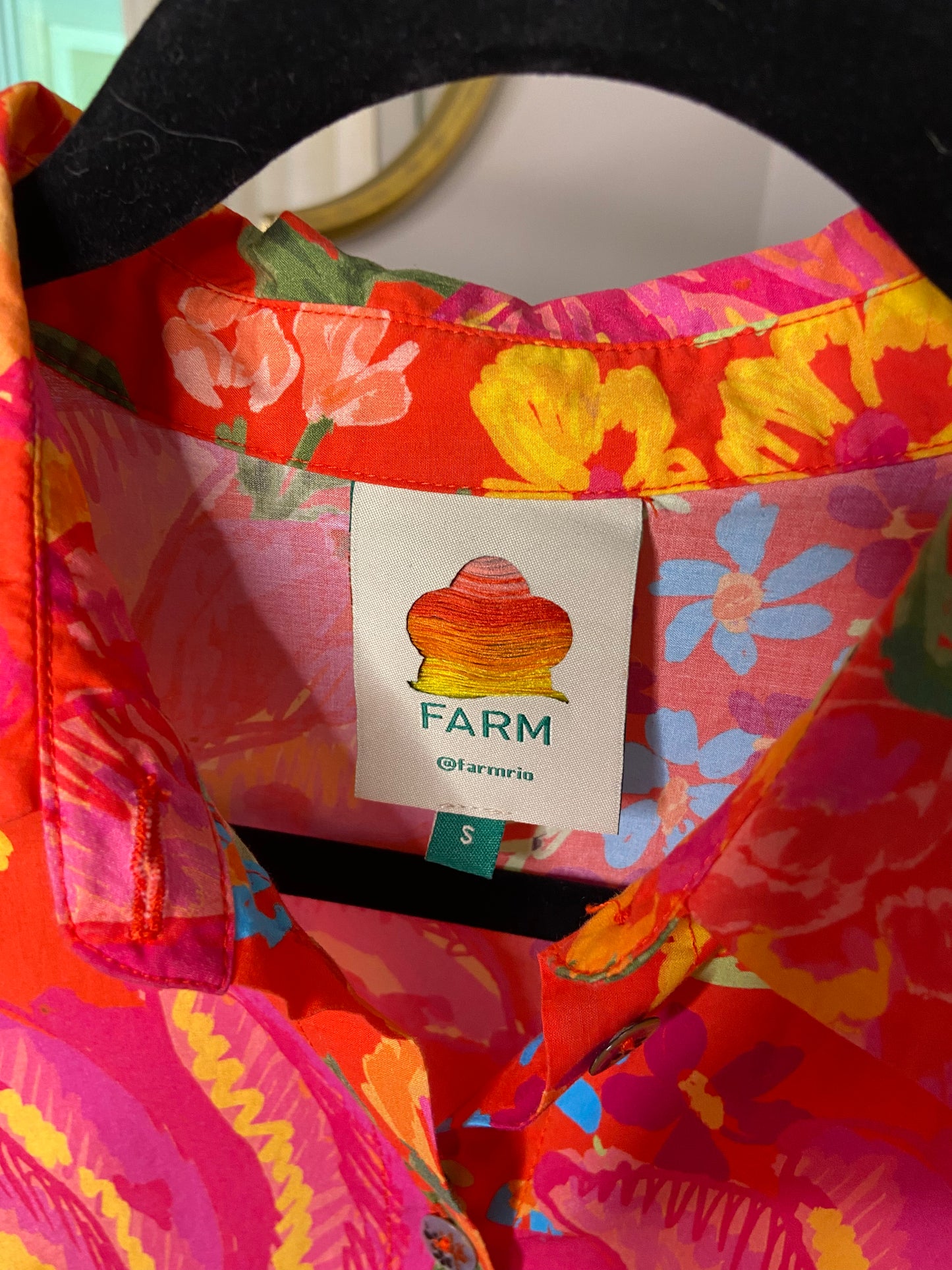 Farm Rio Red Spring Bananas Midi Dress size S