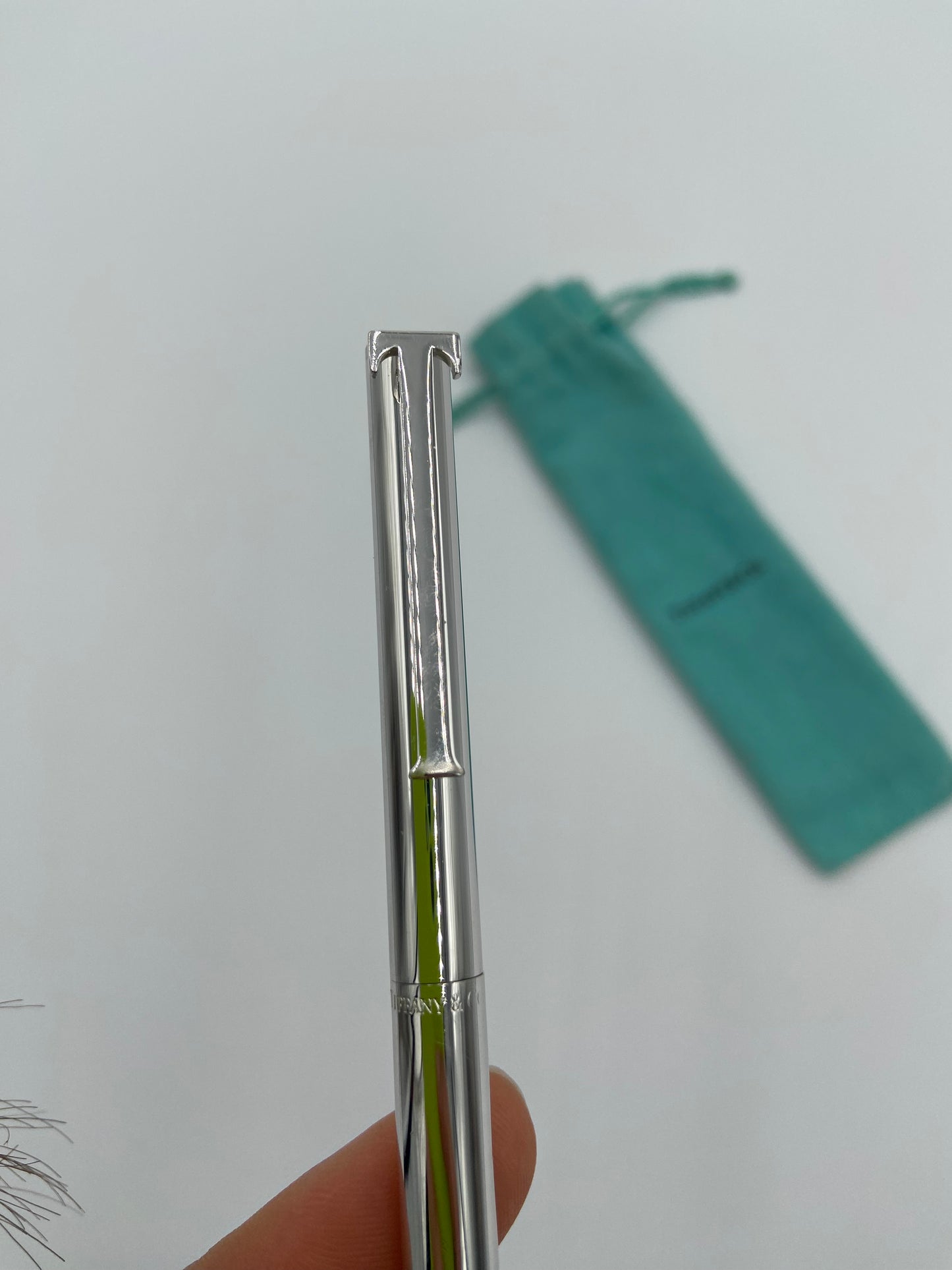Tiffany & Co. Sterling Silver Black Fine Point Pen & T Clip