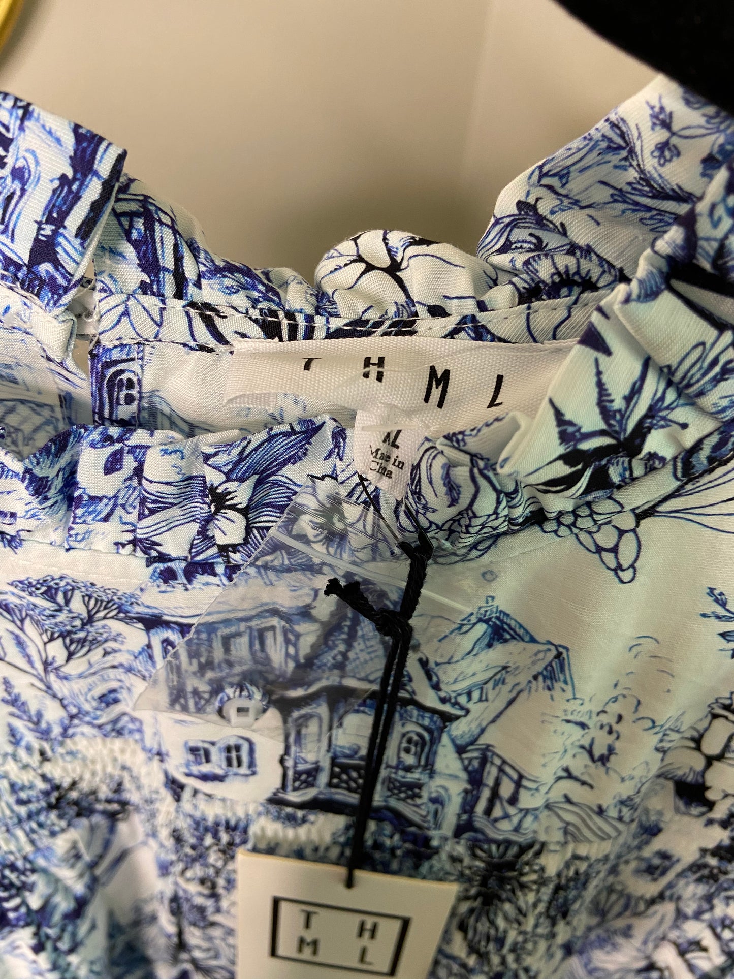 THML The Tula Toile Ruffle Top size XL
