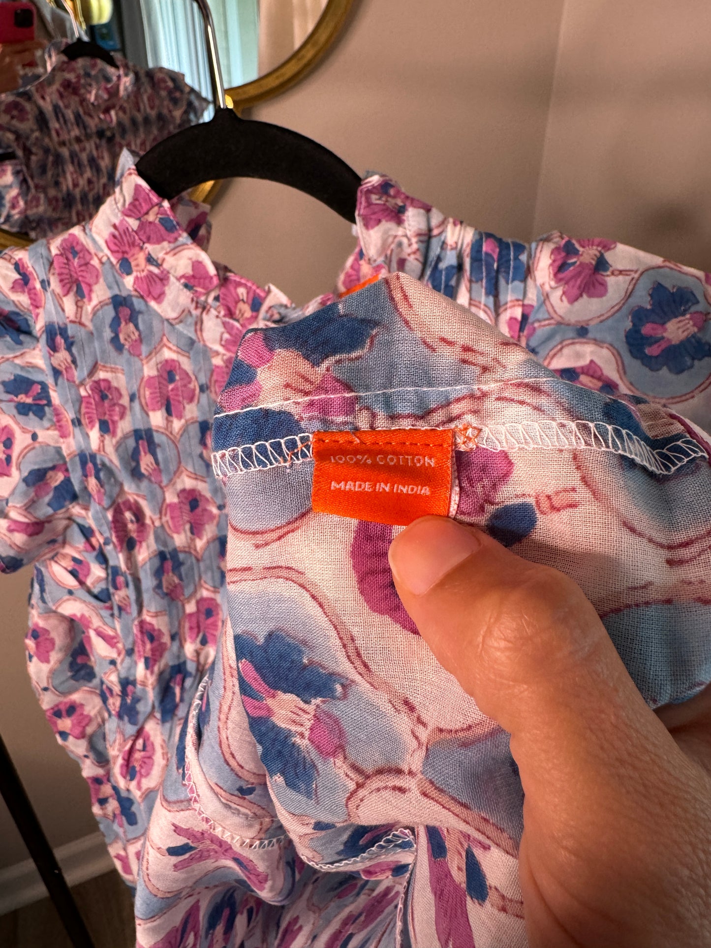 Oliphant Pintuck Ruffle Top size L
