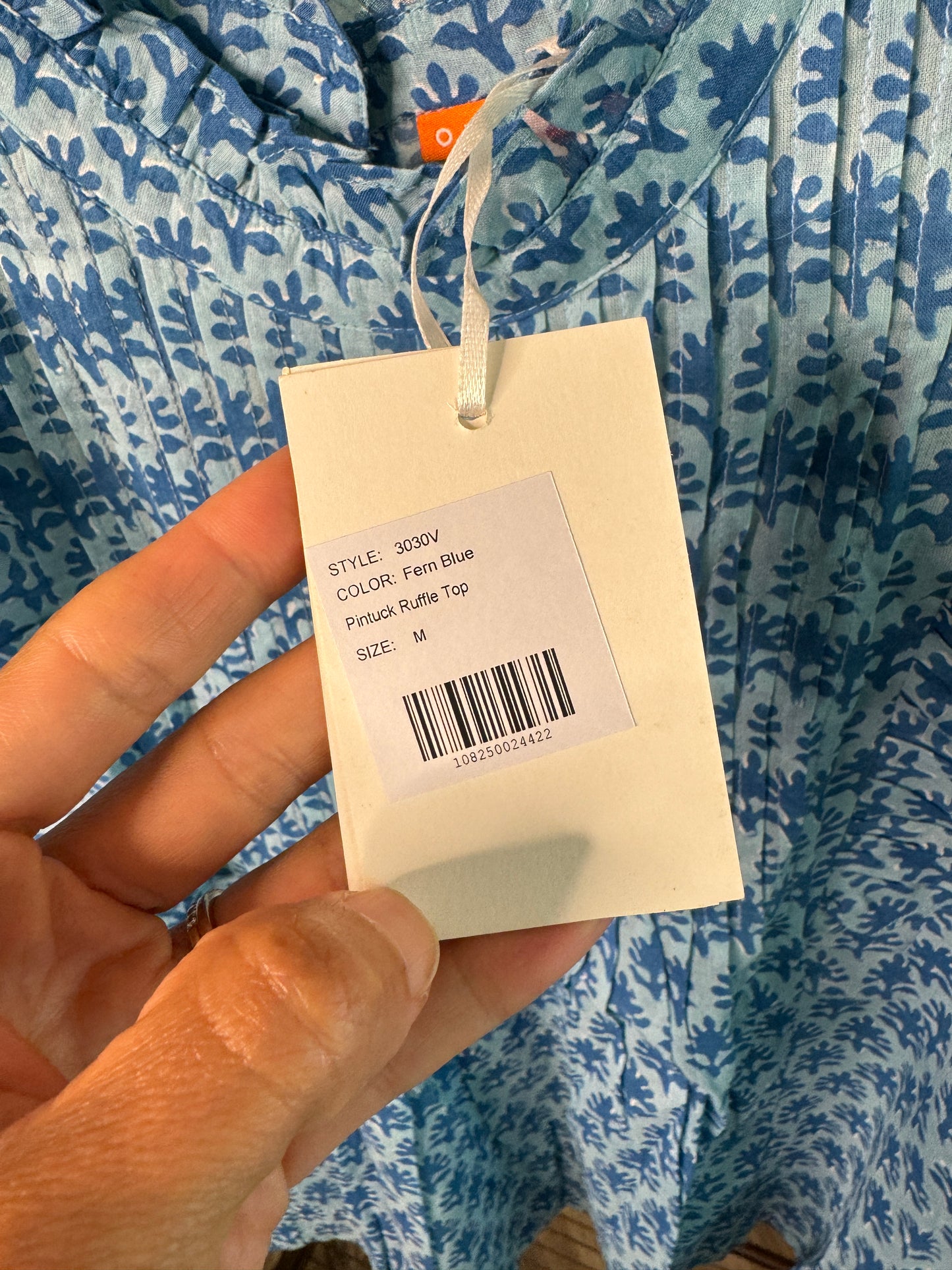 Oliphant Pintuck Ruffle Top size M