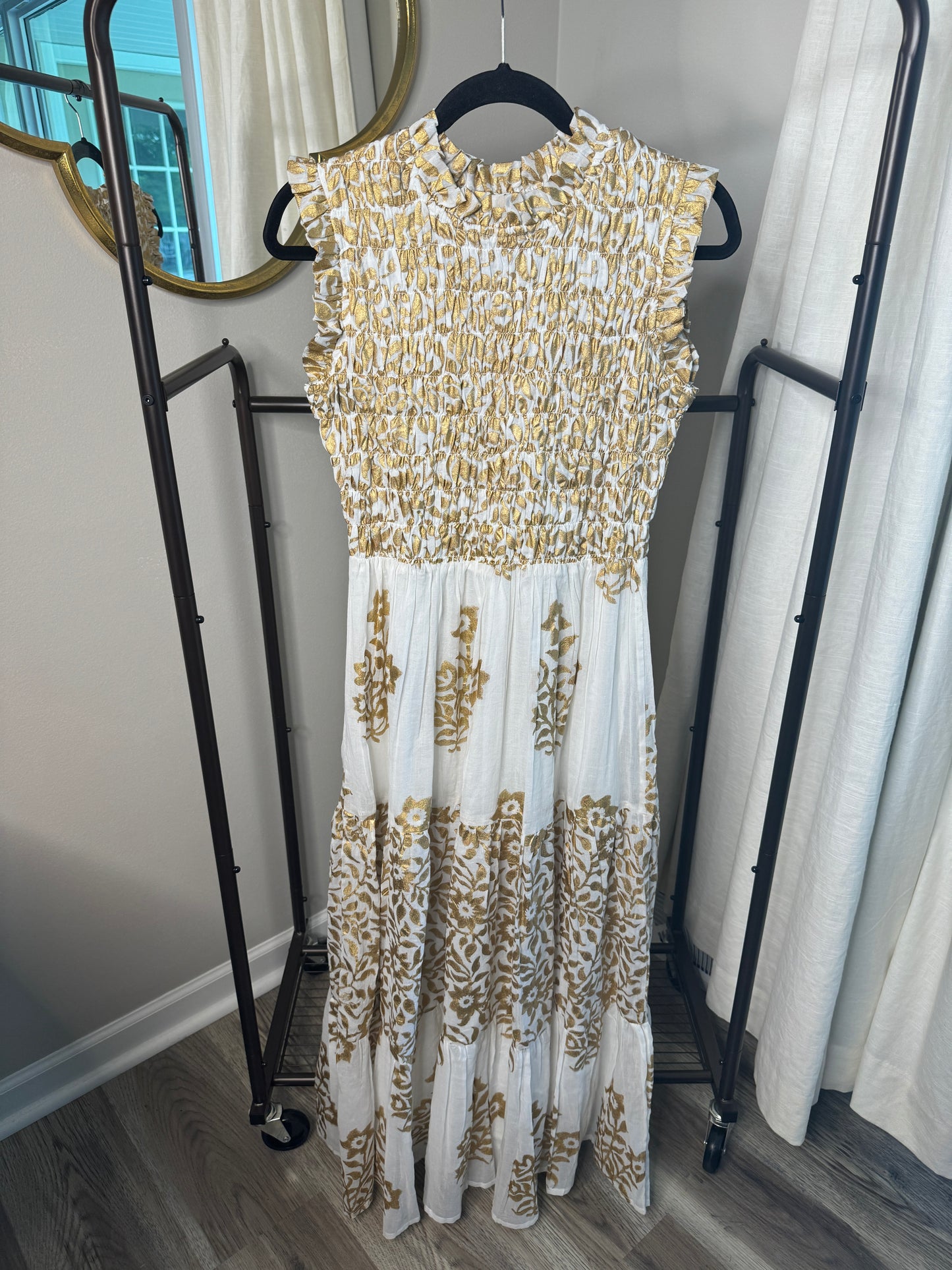Oliphant Smocked Maxi Dress size S