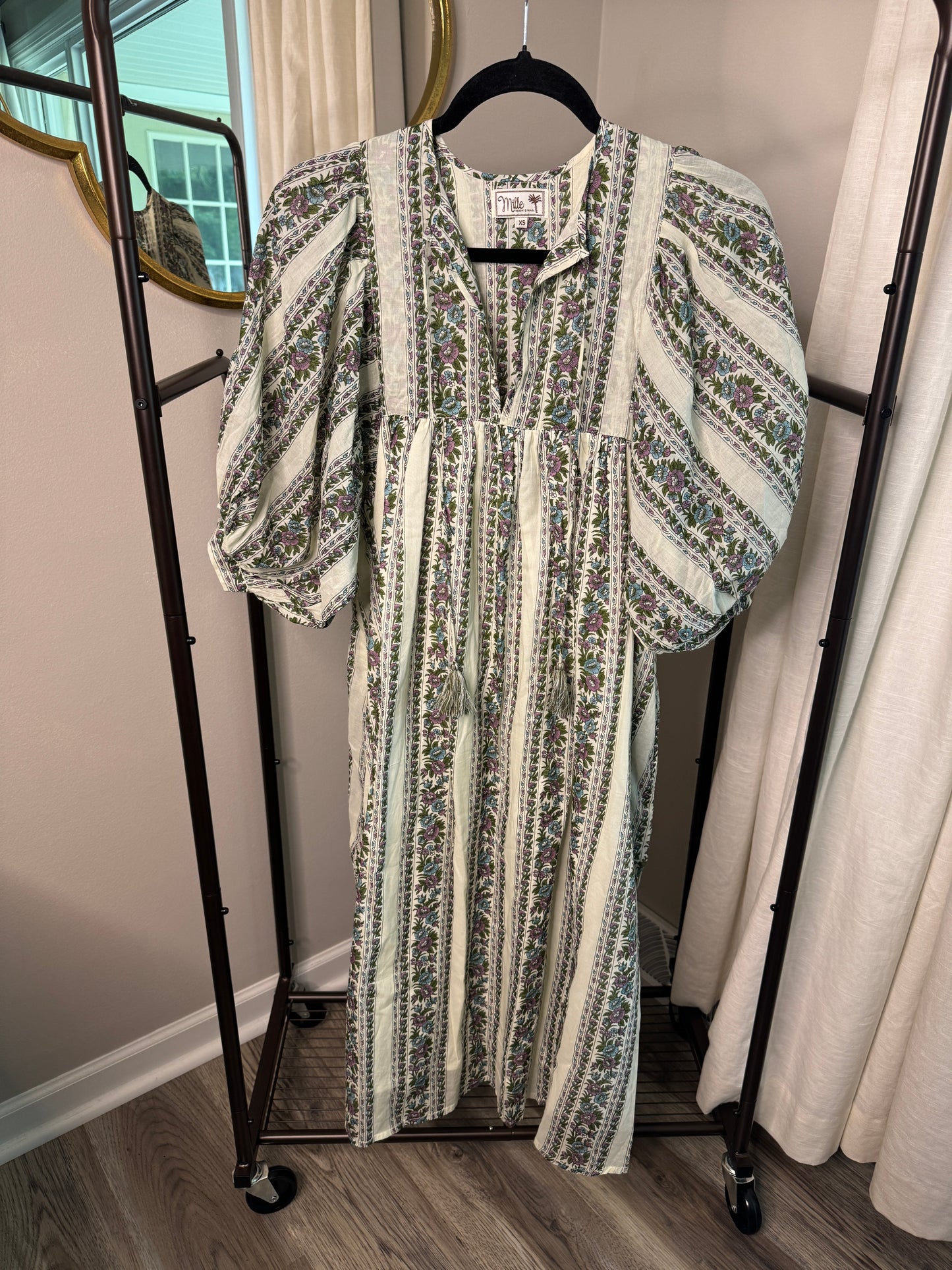 MILLE Saffron Midi Dress in Goa Stripe size XS