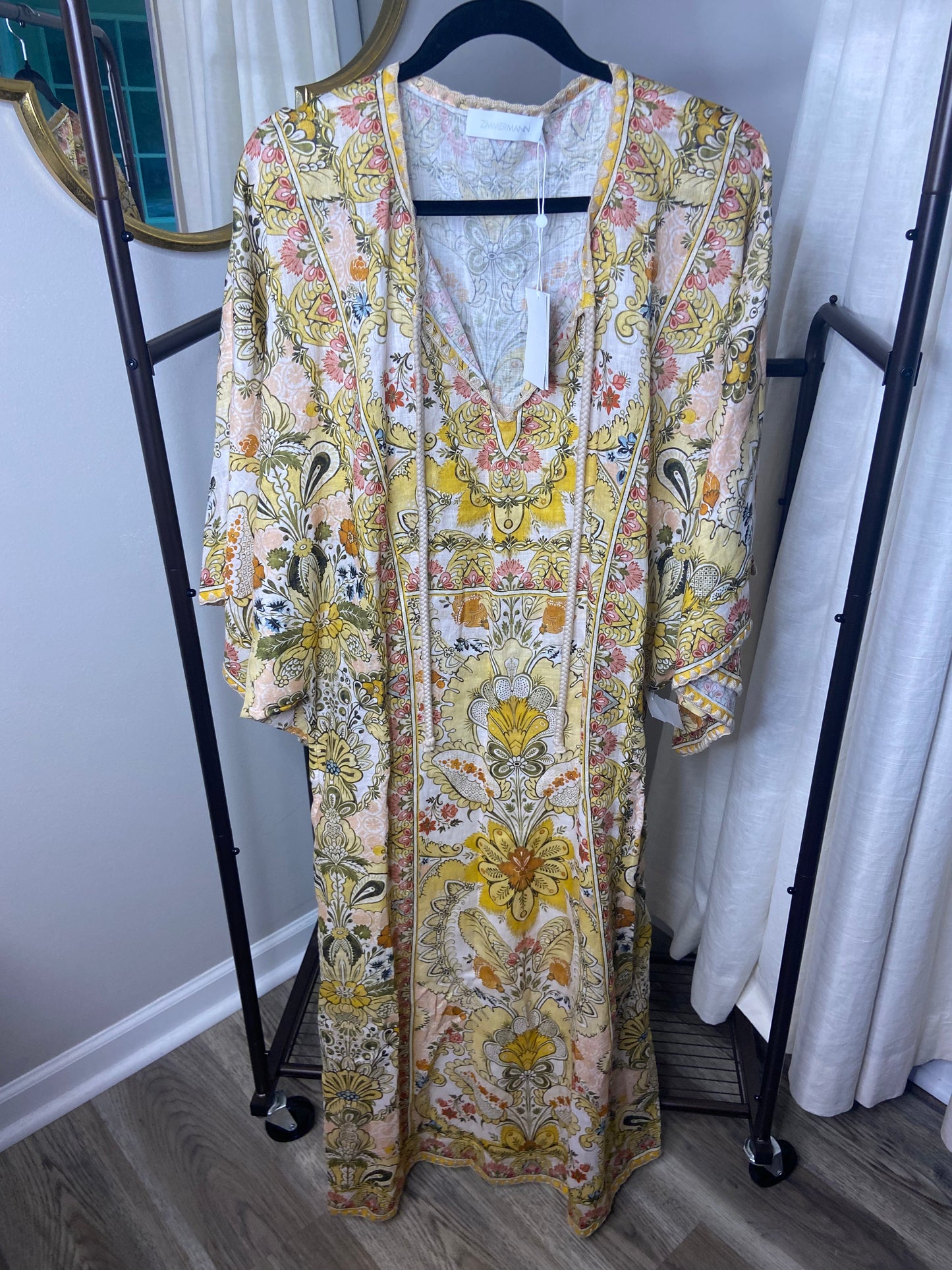 Zimmermann Laurel Floral Linen Kaftan size US 8