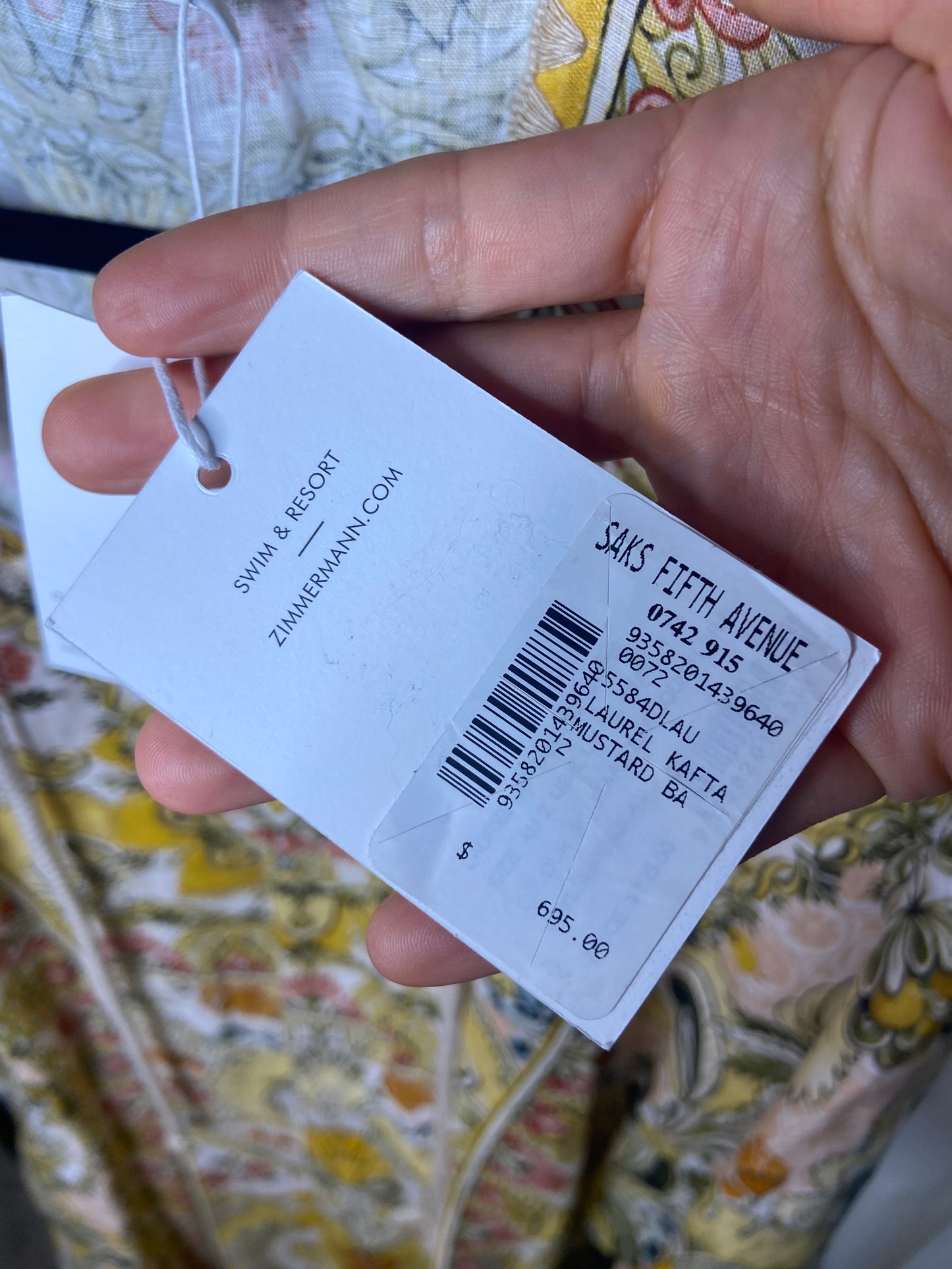Zimmermann Laurel Floral Linen Kaftan size US 8