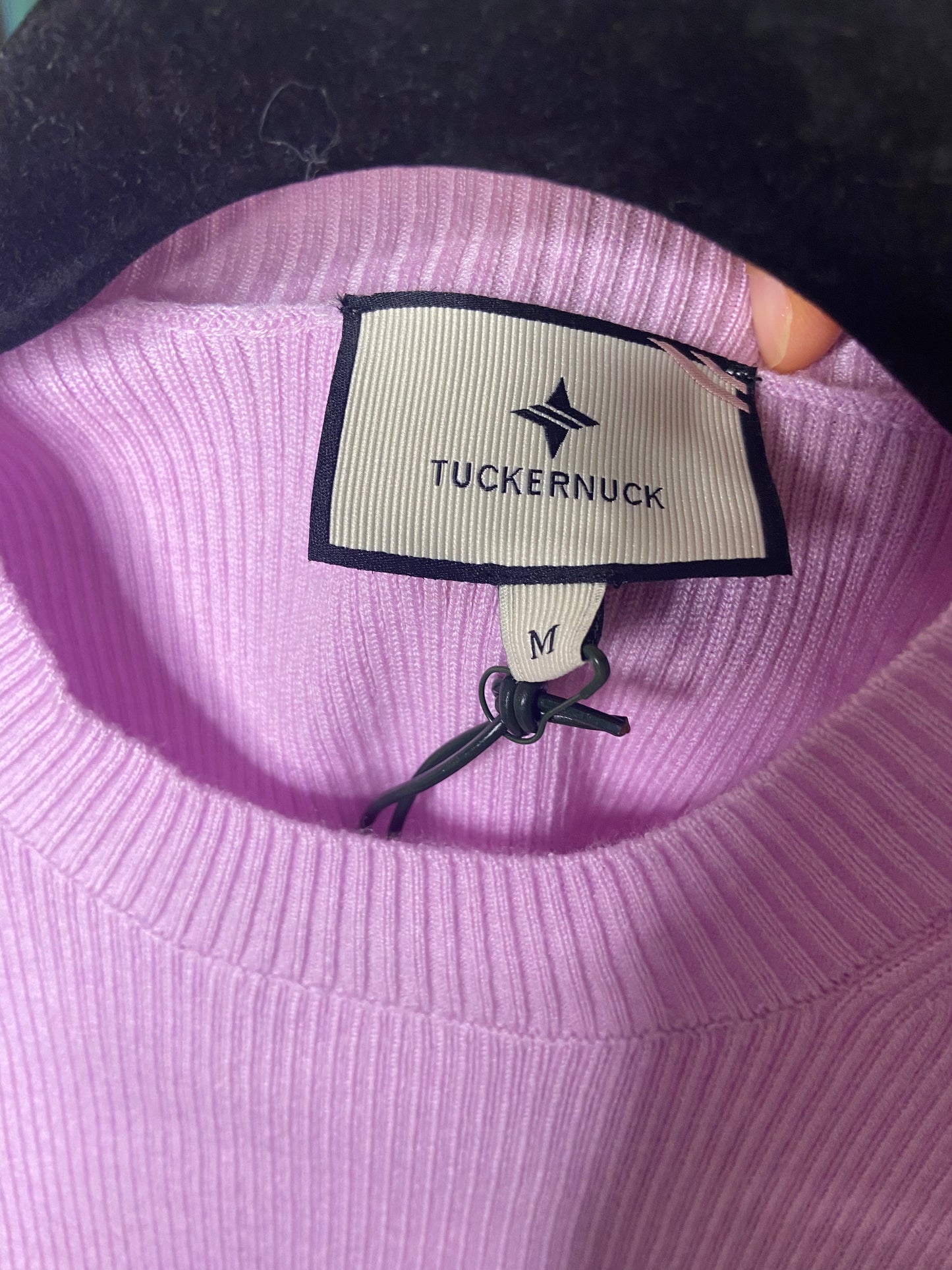 Tuckernuck Lilac Knit Betsy Blouse Sheer Balloon Sleeve Top size M