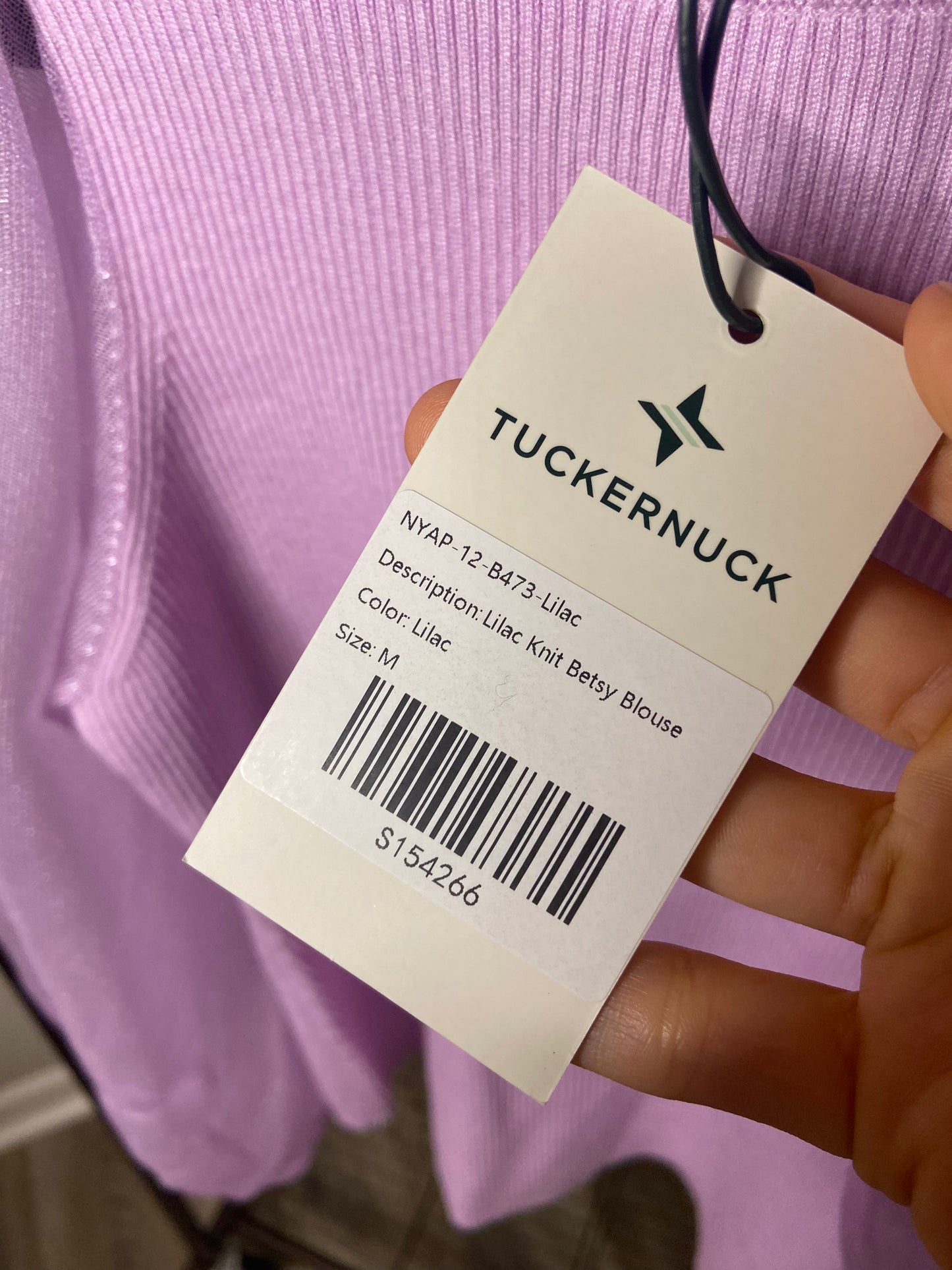 Tuckernuck Lilac Knit Betsy Blouse Sheer Balloon Sleeve Top size M