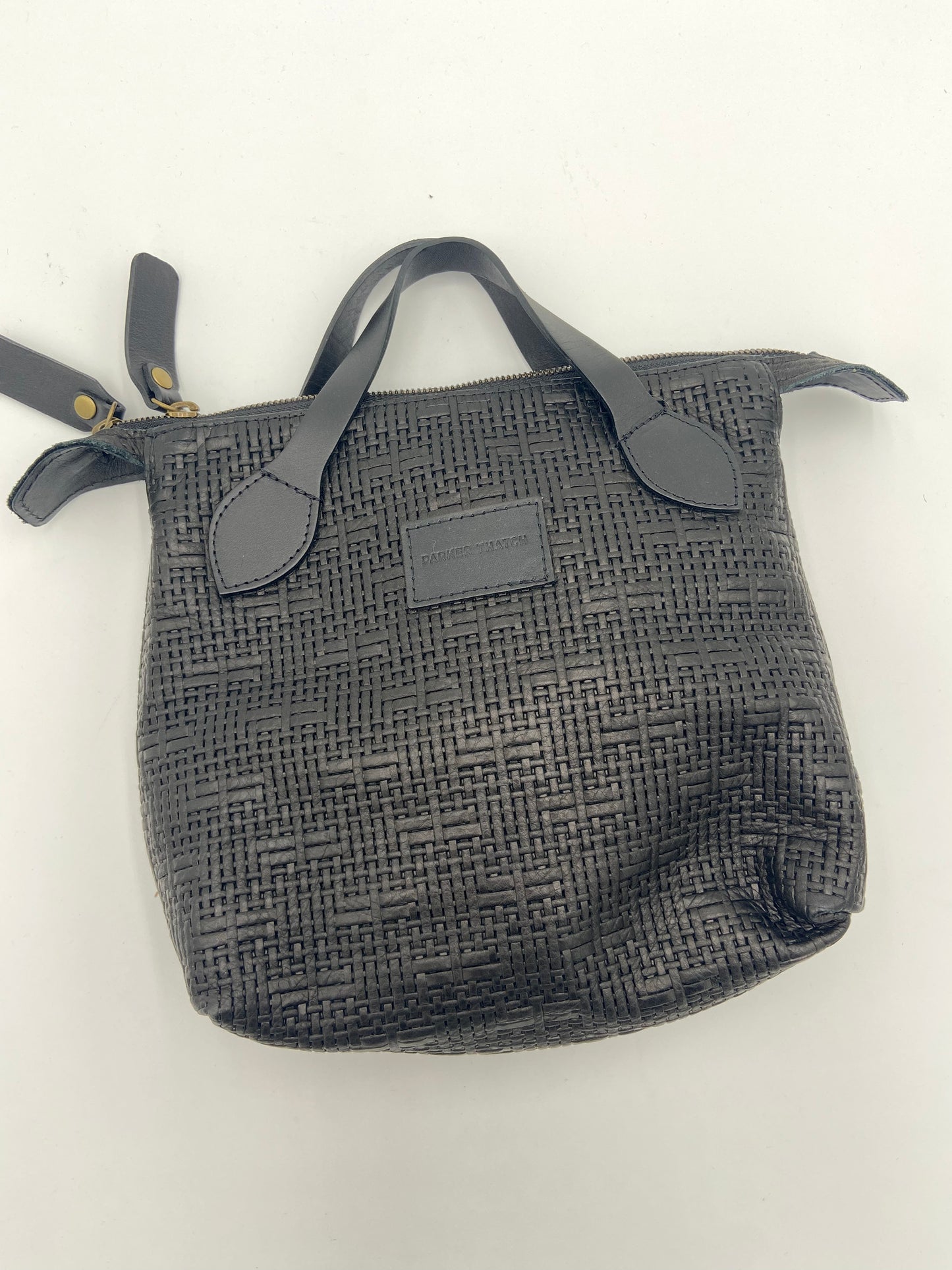 Parker Thatch Small Charlie Leather Black Basketweave