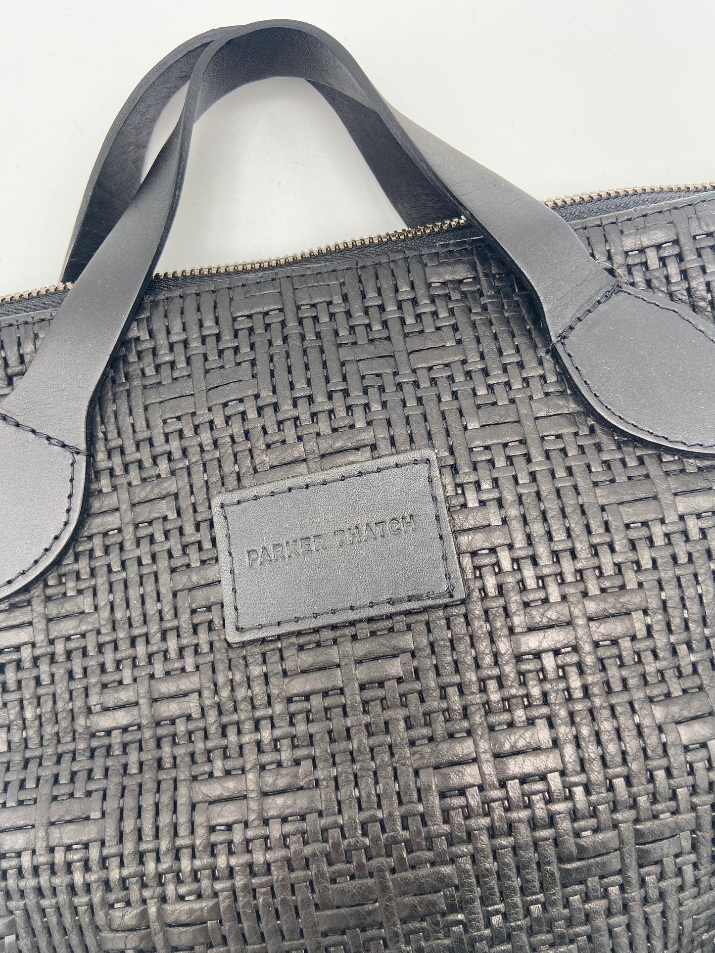 Parker Thatch Small Charlie Leather Black Basketweave