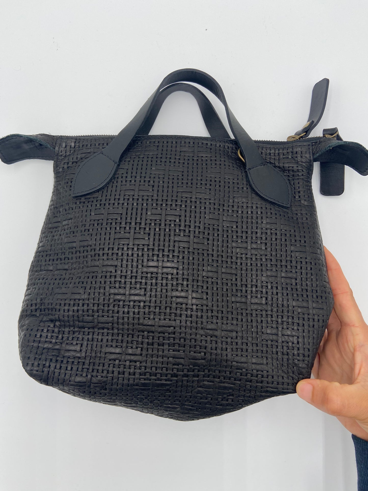 Parker Thatch Small Charlie Leather Black Basketweave