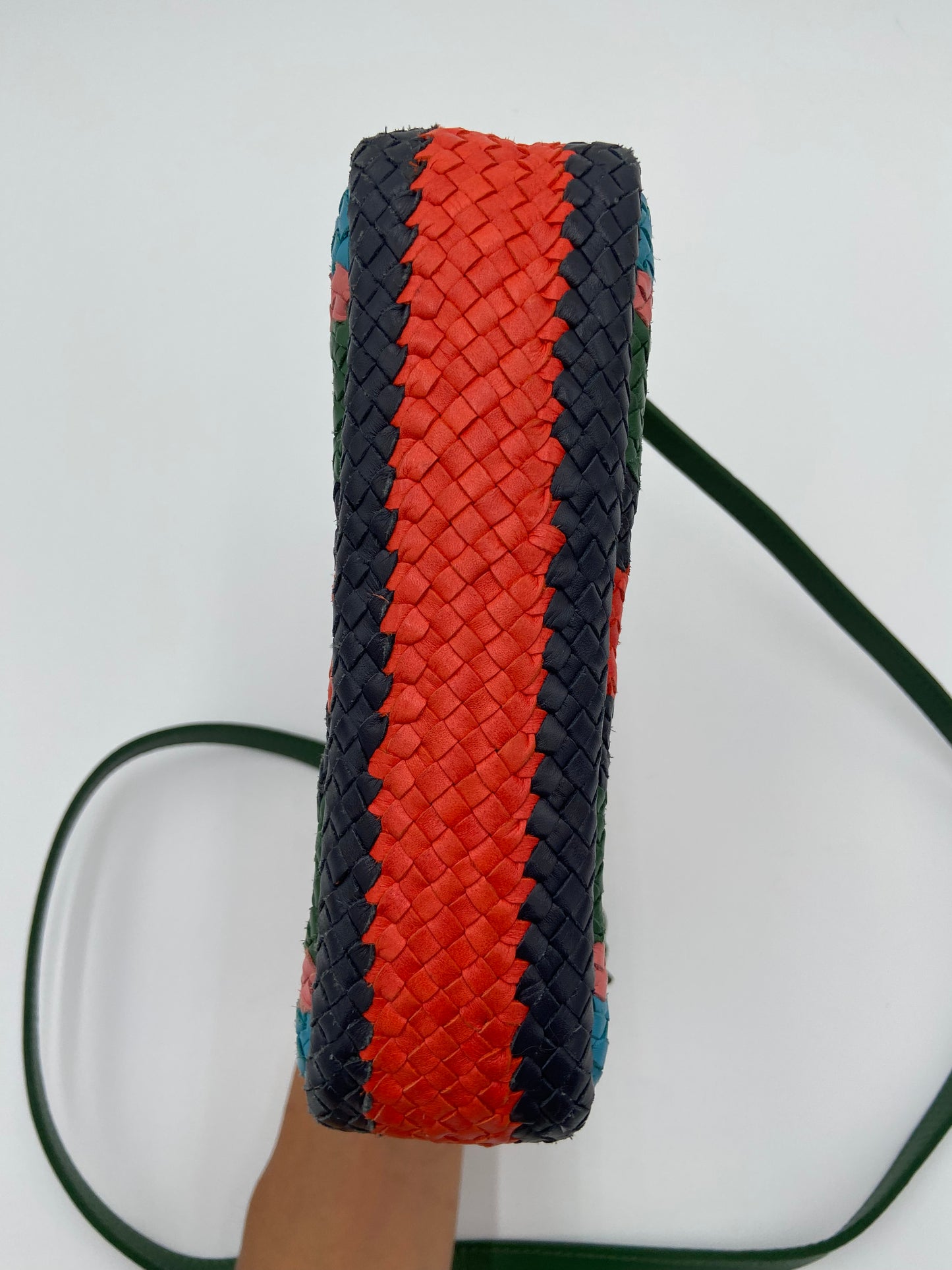 Clare V. Evergreen Stripe Woven Crossbody Bag