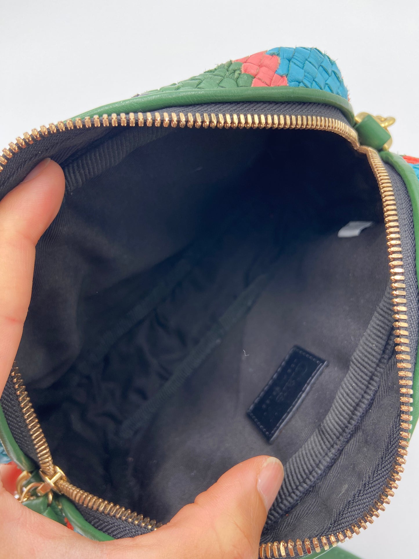 Clare V. Evergreen Stripe Woven Crossbody Bag