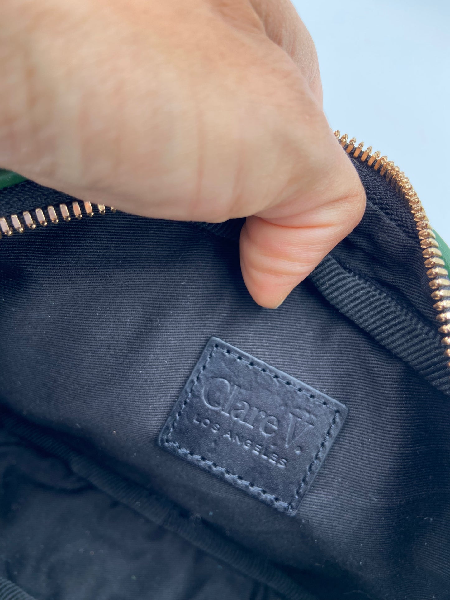 Clare V. Evergreen Stripe Woven Crossbody Bag