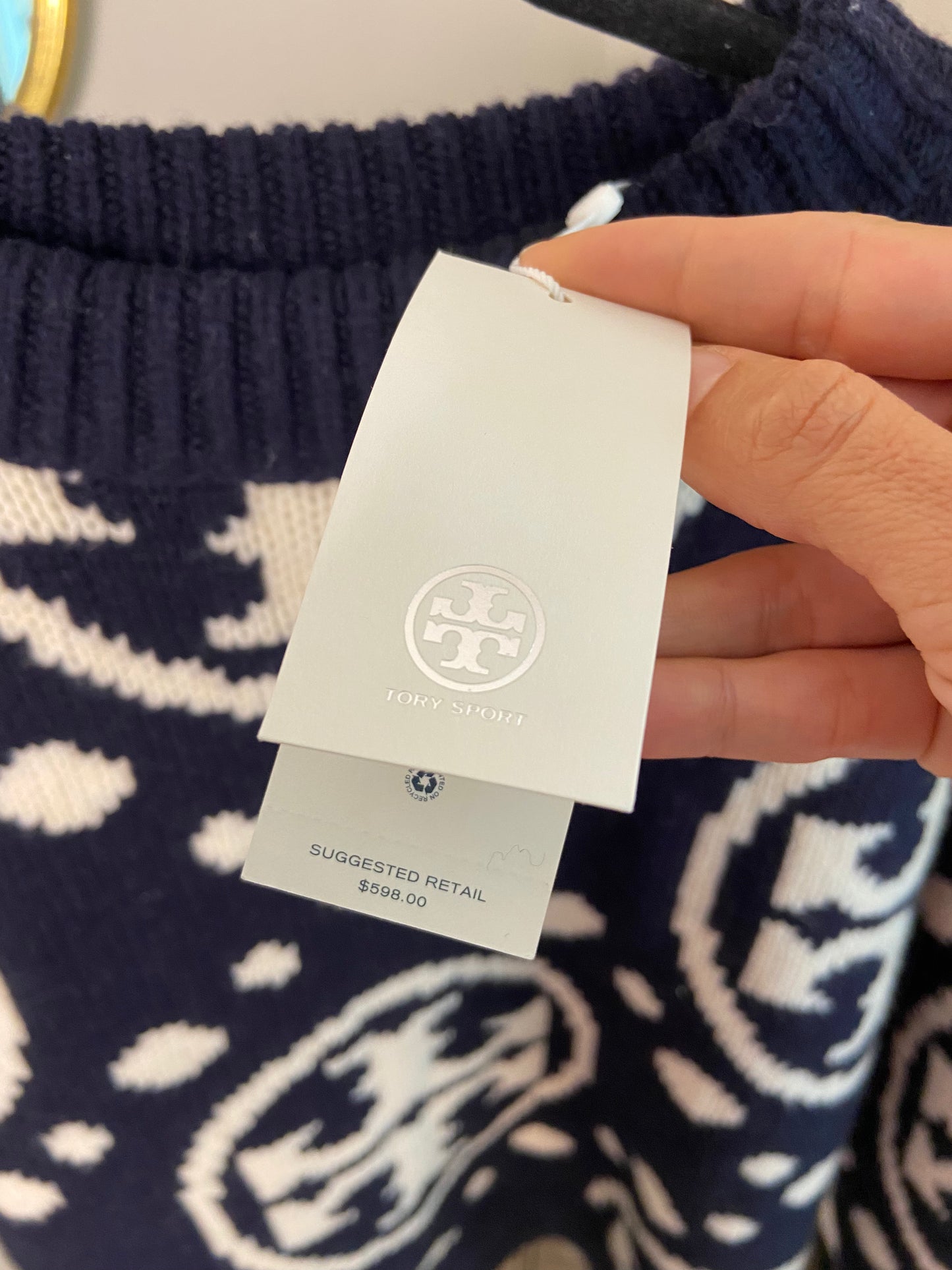 Tory Burch Merino Monogram Sweater size M