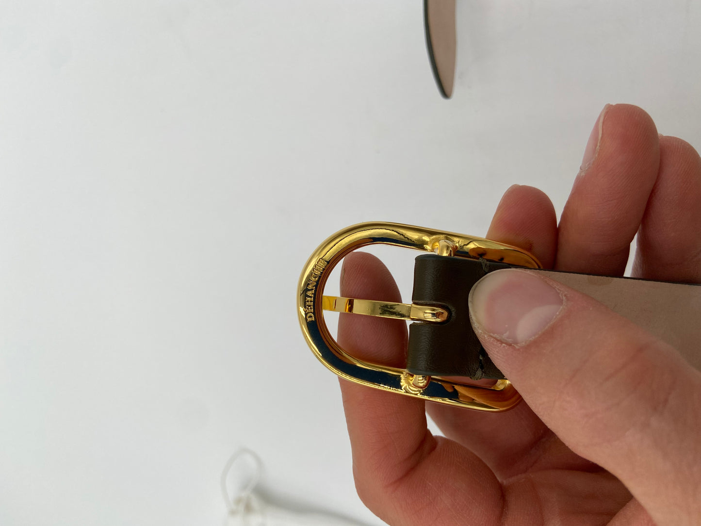 Dehanche Mija Gray Leather - Gold Buckle Belt size M