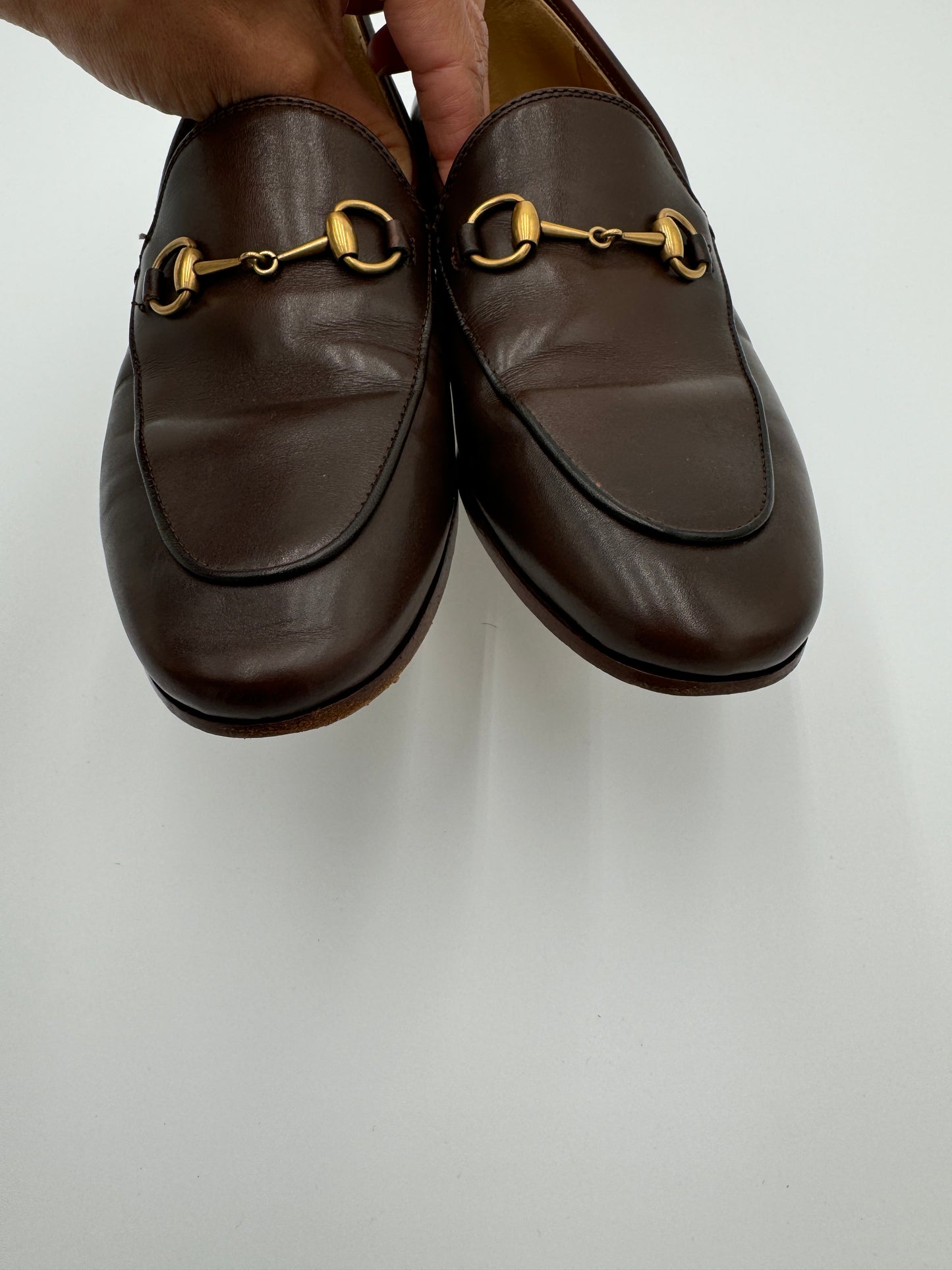 GUCCI Jordaan Loafers Dark Brown size 38