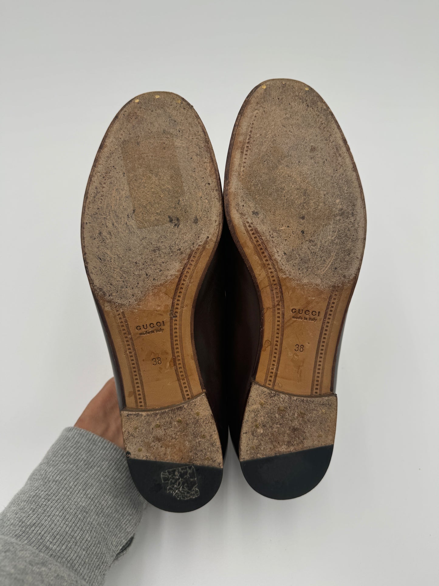 GUCCI Jordaan Loafers Dark Brown size 38