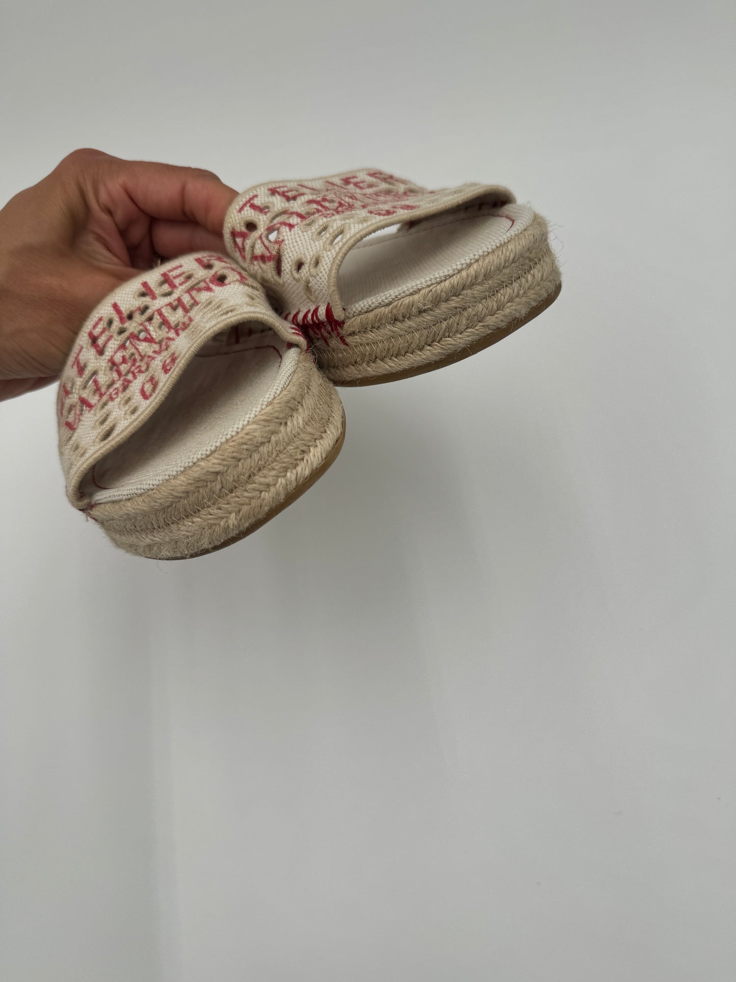 VALENTINO Printed Broderie Anglaise Canvas Slides size 36