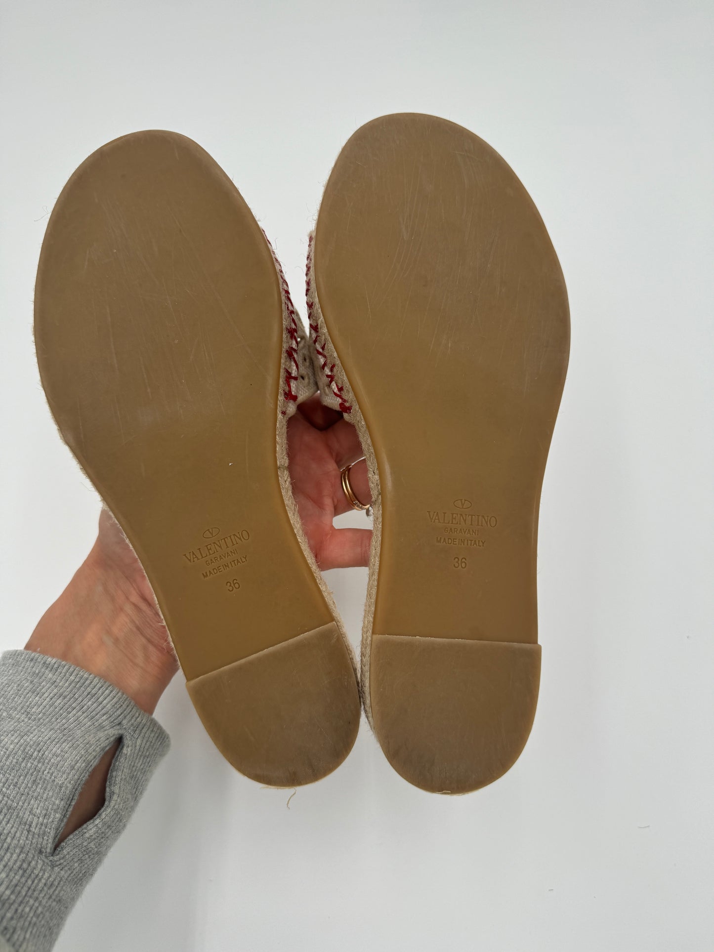 VALENTINO Printed Broderie Anglaise Canvas Slides size 36