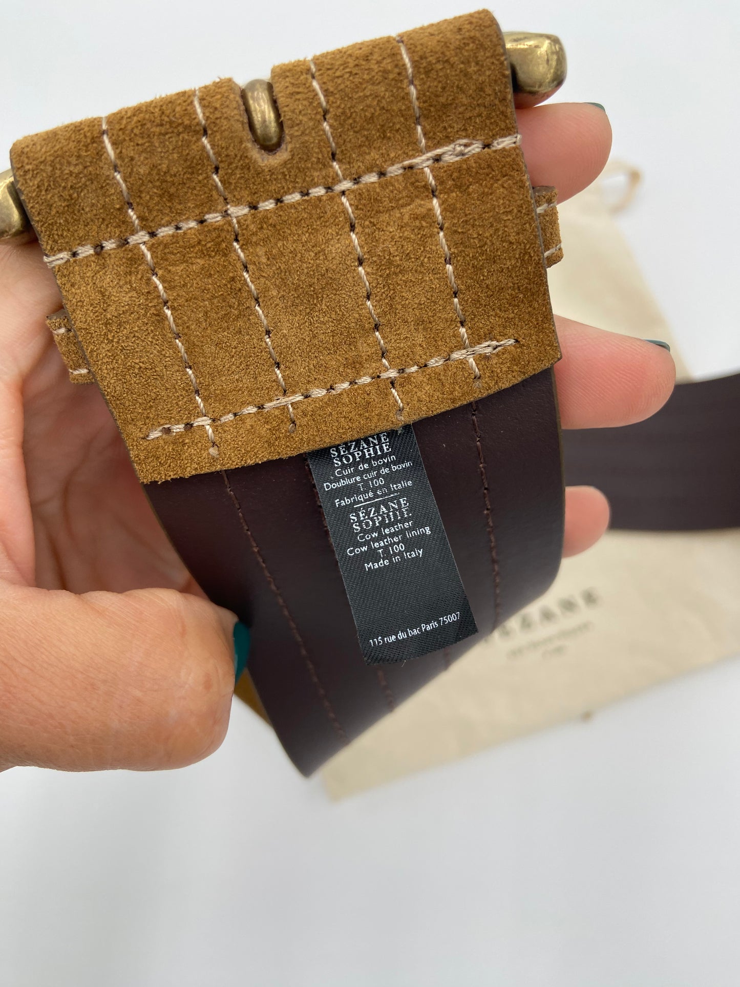 Sezane Sophie Suede Belt in Taupe size 100