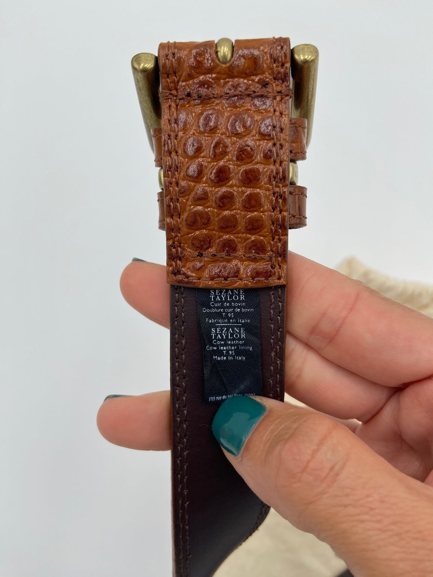 Sezane Taylor Croco Cognac Belt size 95