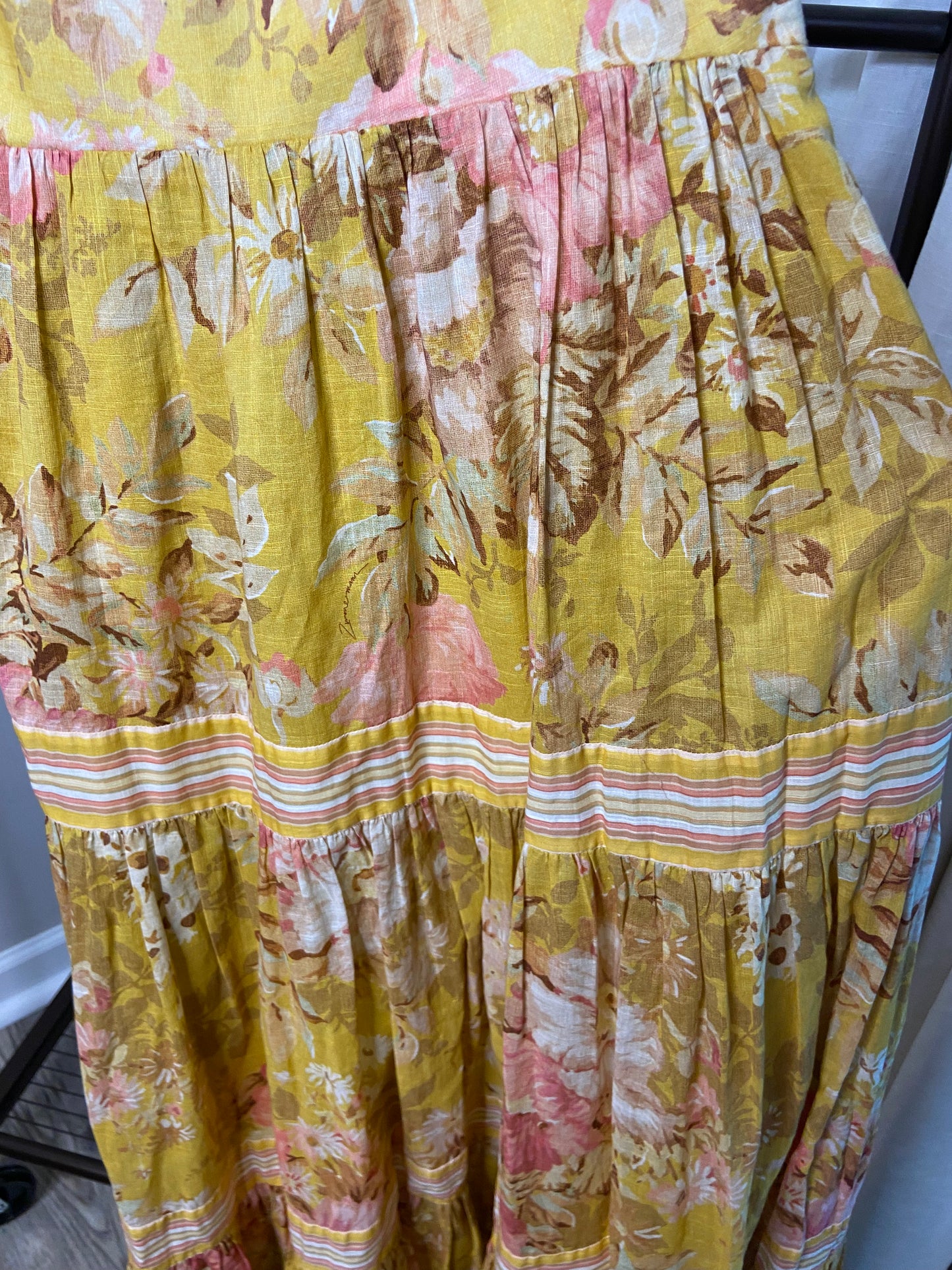 Zimmermann Tiered Floral-Print Cotton-Gauze Midi Dress size US 8