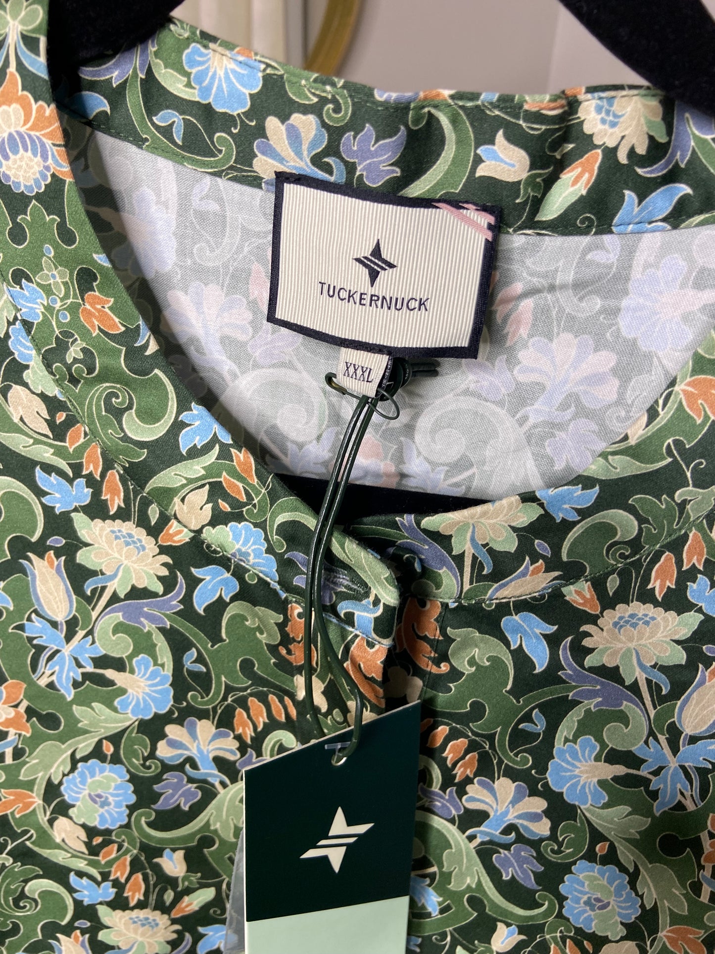Tuckernuck Sage Deco Damask Royal Shirt Dress size XXXL
